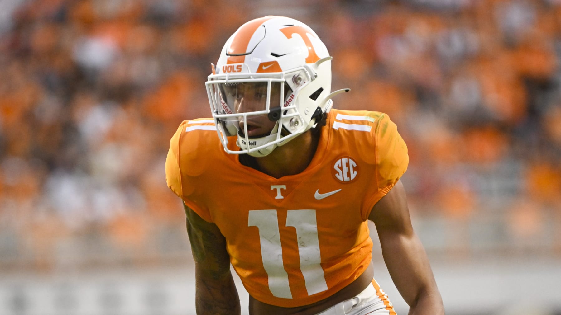 Tennessee wide receiver Jalin Hyatt (11) plays against Ball State during an NCAA football game on Thursday, Sept. 1, 2022, in Knoxville, Tenn. (AP Photo/John Amis)