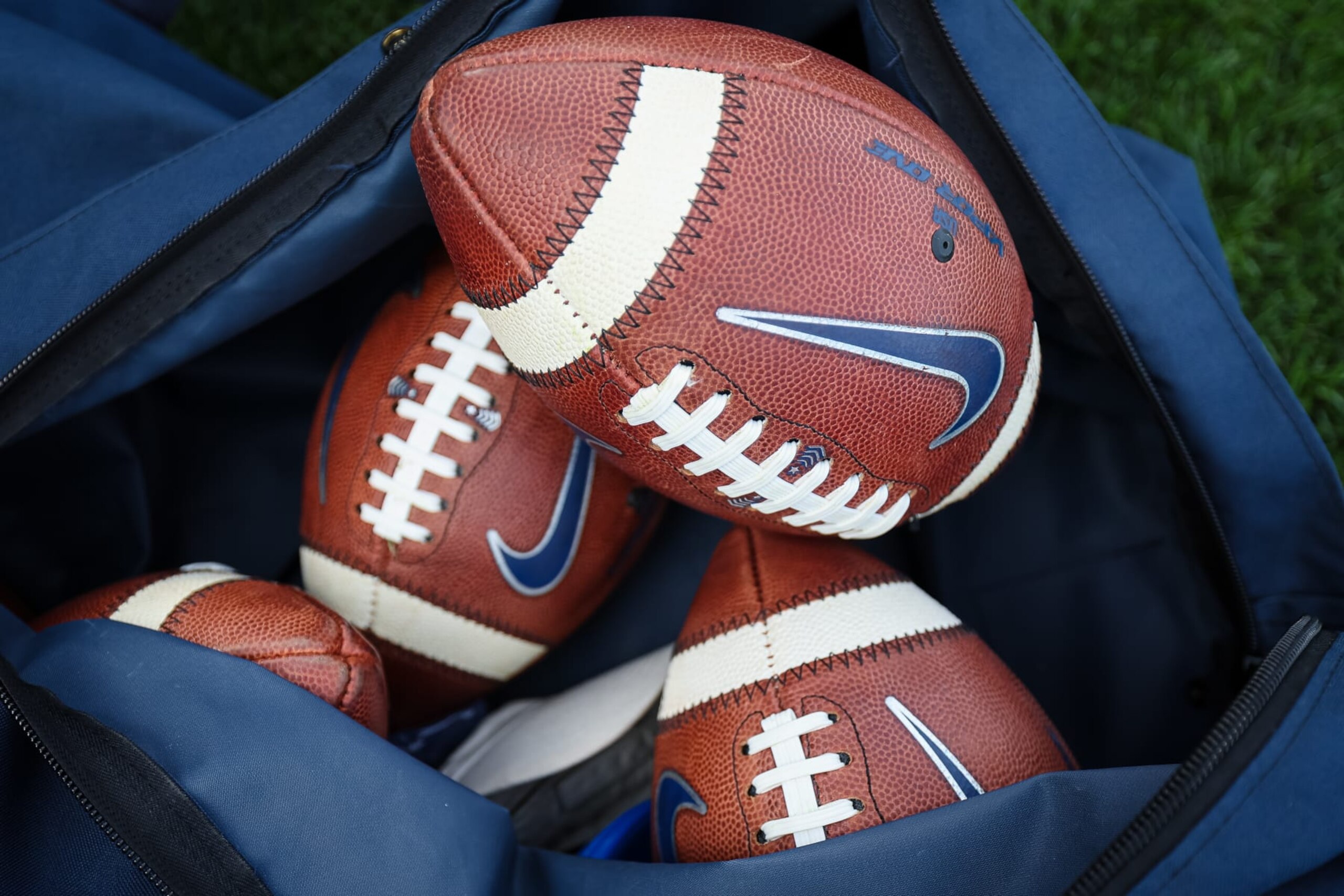 STATE COLLEGE, PA - SEPTEMBER 10: A general view of a bag of Penn State Nittany Lions footballs on the field before the game against the Ohio Bobcats at Beaver Stadium on September 10, 2022 in State College, Pennsylvania. (Photo by Scott Taetsch/Getty Images)