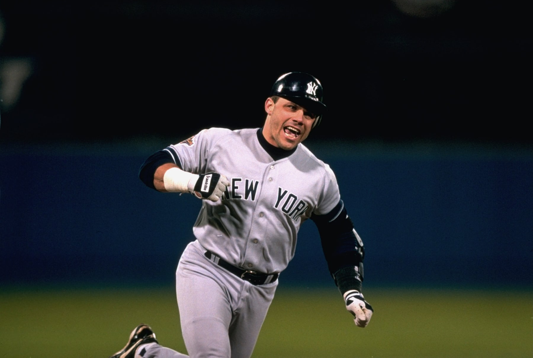 UNITED STATES - OCTOBER 23:  Baseball: World Series, New York Yankees Jim Leyritz in action and victorious after hitting home run during game vs Atlanta Braves, Atlanta, GA 10/23/1996  (Photo by V.J. Lovero/Sports Illustrated via Getty Images)  (SetNumber: X51604)