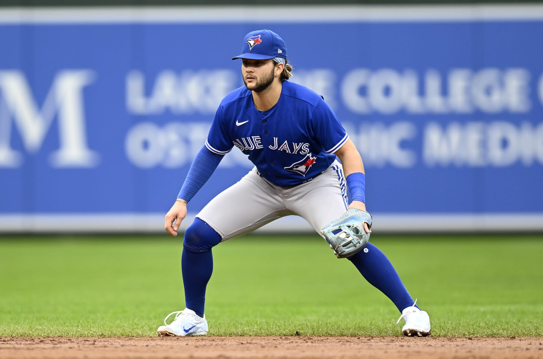 BALTIMORE, MARYLAND - OCTOBER 05: Bo Bichette #11 of the Toronto Blue Jays plays shortstop against the Baltimore Orioles during game two of a doubleheader at Oriole Park at Camden Yards on October 05, 2022 in Baltimore, Maryland. (Photo by G Fiume/Getty Images)