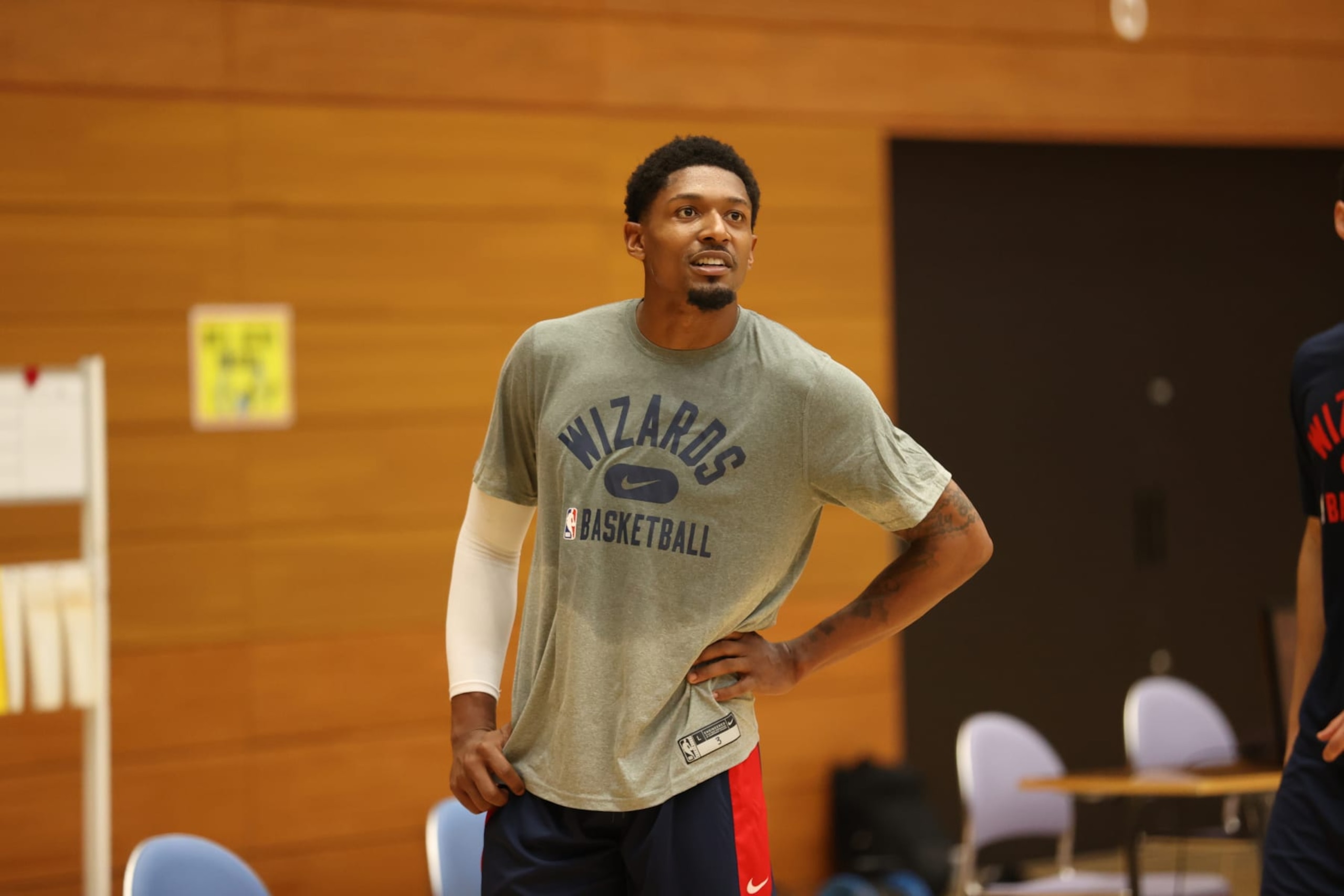 TOKYO, JAPAN - SEPTEMBER 29: Bradley Beal of the Washington Wizards warms up during practice at Minato Sports Center on September 29, 2022 in Tokyo, Japan. NOTE TO USER: User expressly acknowledges and agrees that, by downloading and/or using this Photograph, user is consenting to the terms and conditions of the Getty Images License Agreement. Mandatory Copyright Notice: Copyright 2022 NBAE (Photo by Stephen Gosling/NBAE via Getty Images)