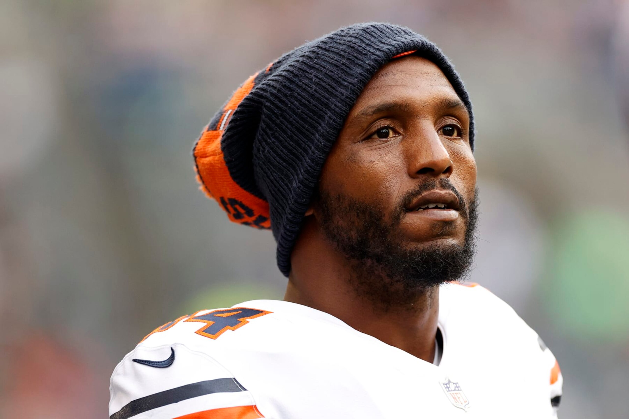 SEATTLE, WASHINGTON - AUGUST 18: Robert Quinn #94 of the Chicago Bears looks on in the first half during the preseason game between the Seattle Seahawks and the Chicago Bears at Lumen Field on August 18, 2022 in Seattle, Washington. (Photo by Steph Chambers/Getty Images)