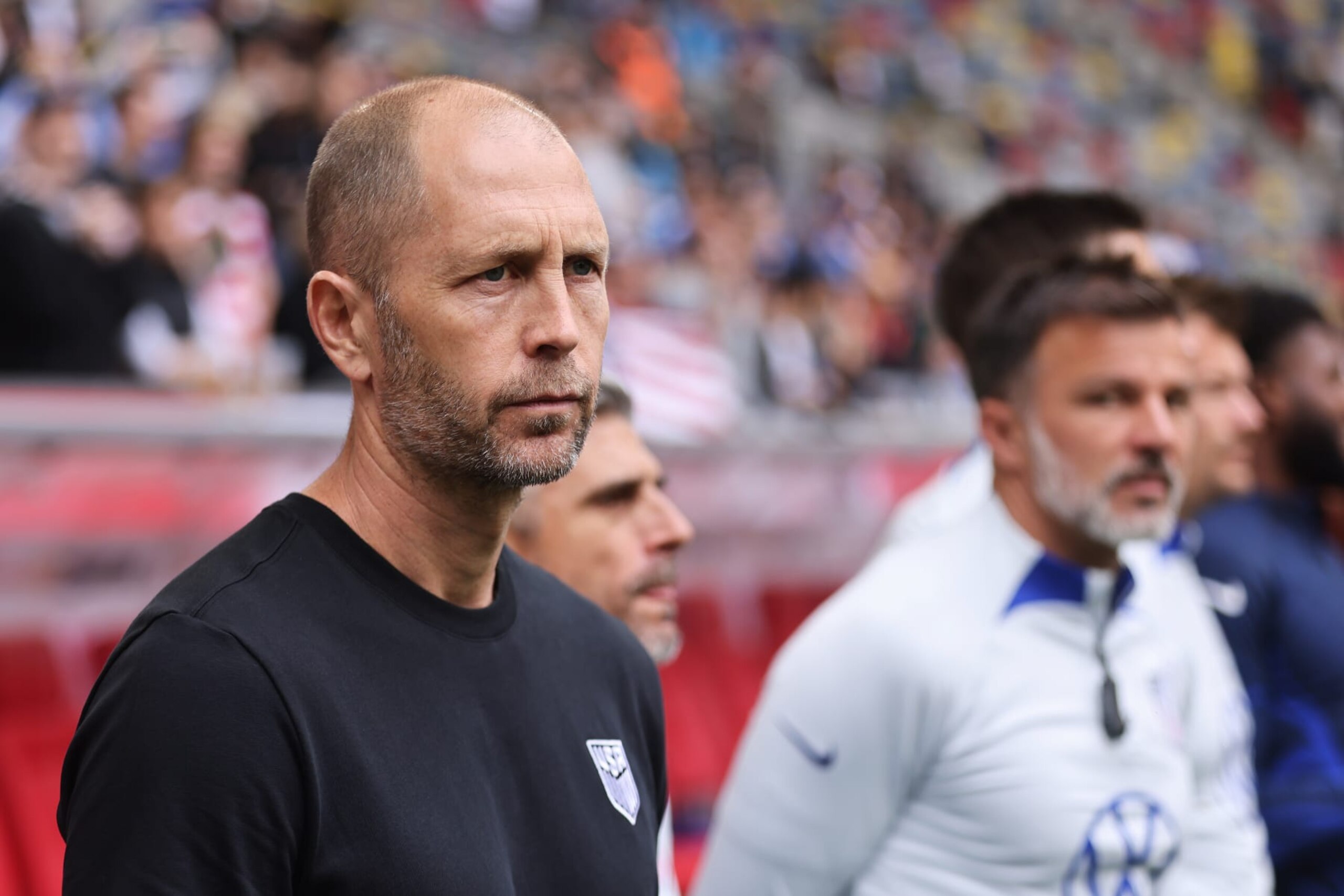 DUESSELDORF, GERMANY - SEPTEMBER 23: Gregg Berhalter, Head Coach of Team United States looks on prior to the International Friendly match between Japan and United States at Merkur Spiel-Arena on September 23, 2022 in Duesseldorf, Germany. (Photo by Christof Koepsel/Getty Images)