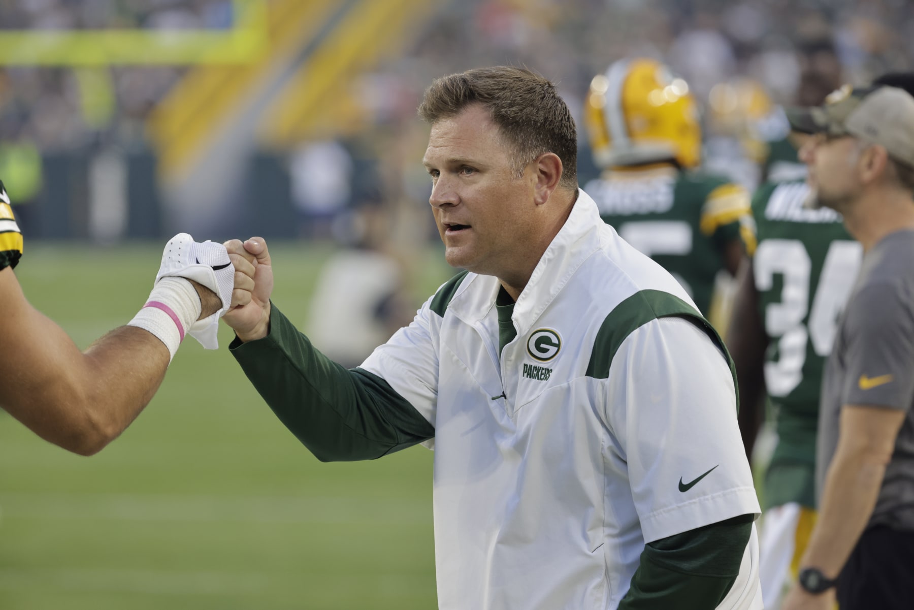 Green Bay Packers GM Brian Gutekunst during a preseason NFL football game Friday, Aug. 19, 2022, in Green Bay, Wis. (AP Photo/Mike Roemer)