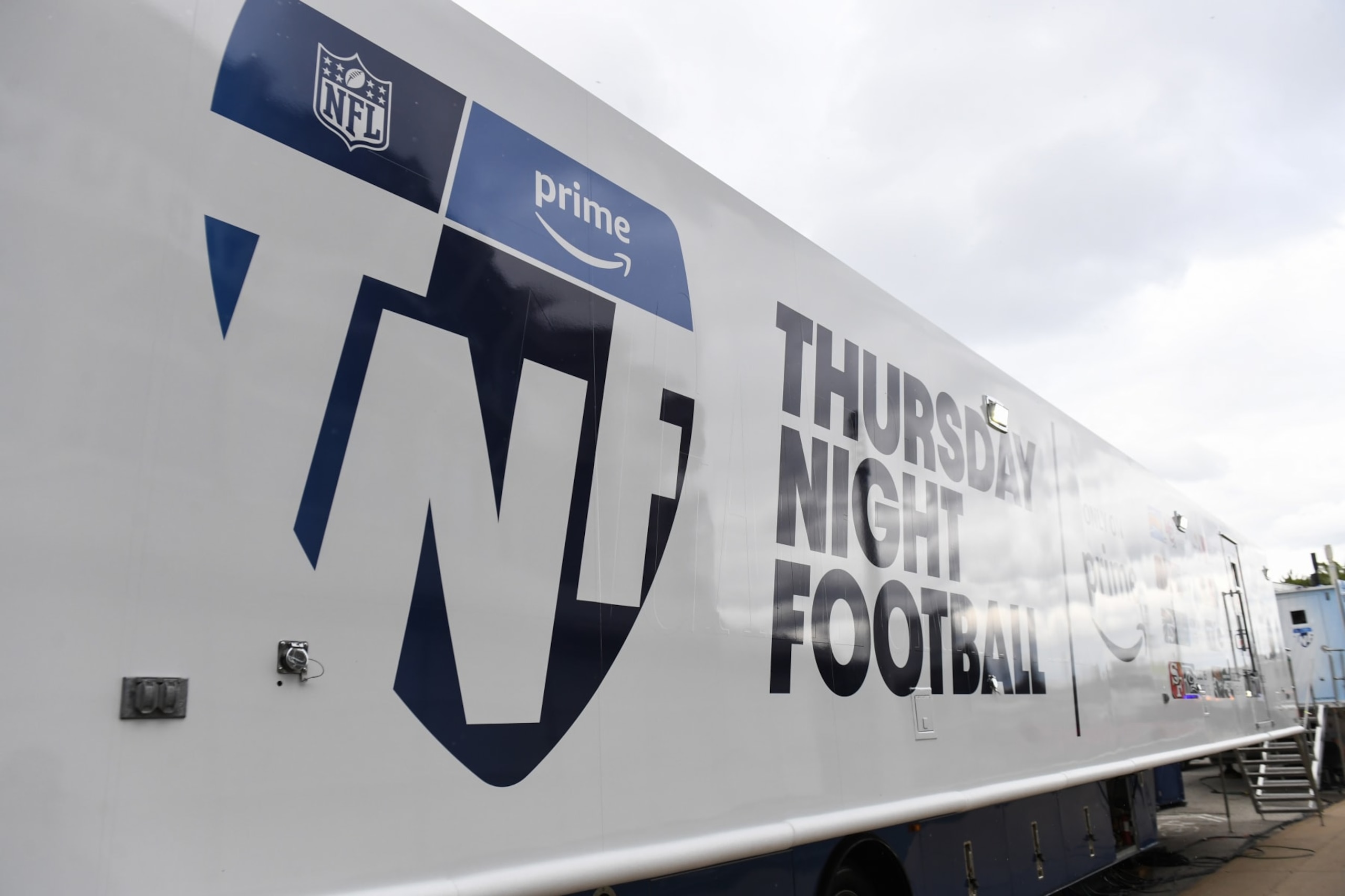 CLEVELAND, OHIO - SEPTEMBER 22: Thursday Night Football trucks are seen with Amazon Prime signage prior to a game between the Cleveland Browns and the Pittsburgh Steelers at FirstEnergy Stadium on September 22, 2022 in Cleveland, Ohio. (Photo by Nick Cammett/Getty Images)