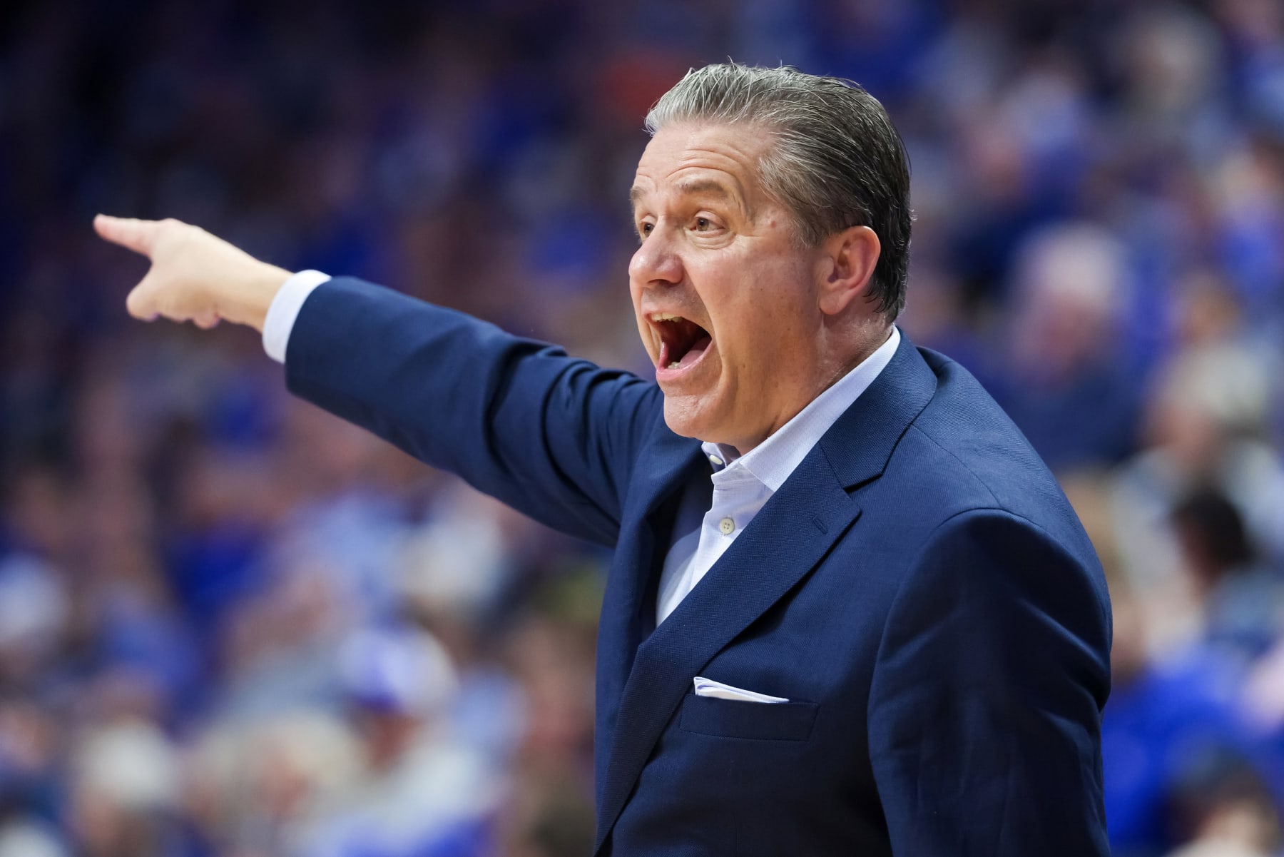 LEXINGTON, KENTUCKY - FEBRUARY 12: Head coach John Calipari of the Kentucky Wildcats calls out instructions in the second half against the Florida Gators at Rupp Arena on February 12, 2022 in Lexington, Kentucky. (Photo by Dylan Buell/Getty Images)
