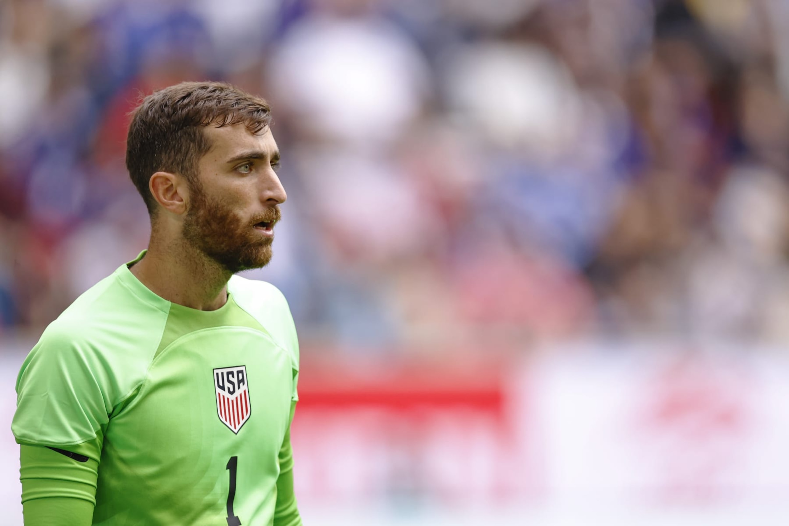 DUSSELDORF - United States men's national team goalkeeper Matt Turner during the Japan vs. United States International Friendly match held at the Dusseldorf Arena on September 23, 2022 in Dusseldorf, Germany. ANP | Dutch Height | Maurice van Steen (Photo by ANP via Getty Images)