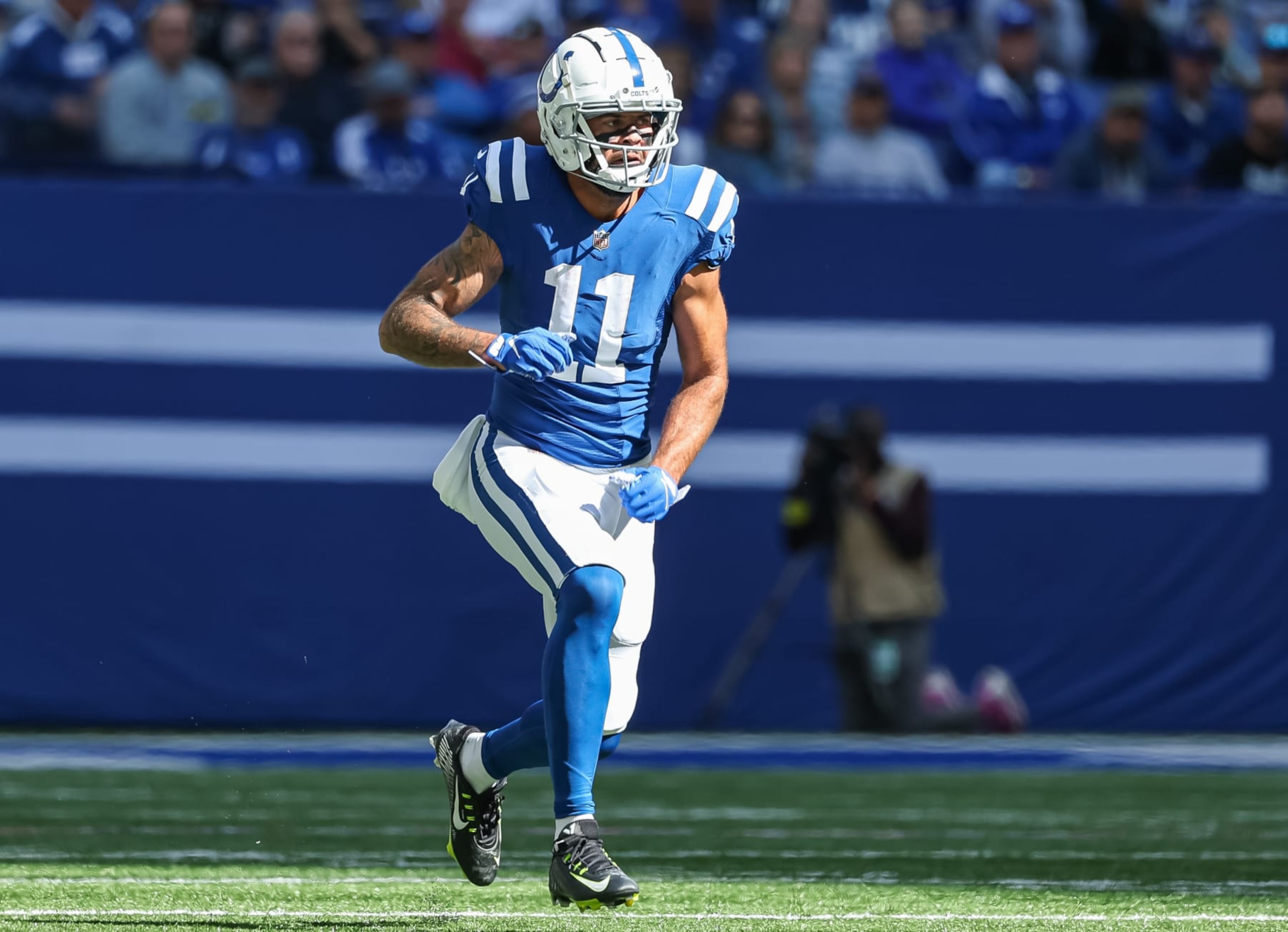 INDIANAPOLIS, IN - OCTOBER 16: Michael Pittman Jr. #11 of the Indianapolis Colts is seen during the game against the Jacksonville Jaguars at Lucas Oil Stadium on October 16, 2022 in Indianapolis, Indiana. (Photo by Michael Hickey/Getty Images) INDIANAPOLIS, IN - OCTOBER 16: Michael Pittman Jr. #11 of the Indianapolis Colts is seen during the game against the Jacksonville Jaguars at Lucas Oil Stadium on October 16, 2022 in Indianapolis, Indiana. (Photo by Michael Hickey/Getty Images)