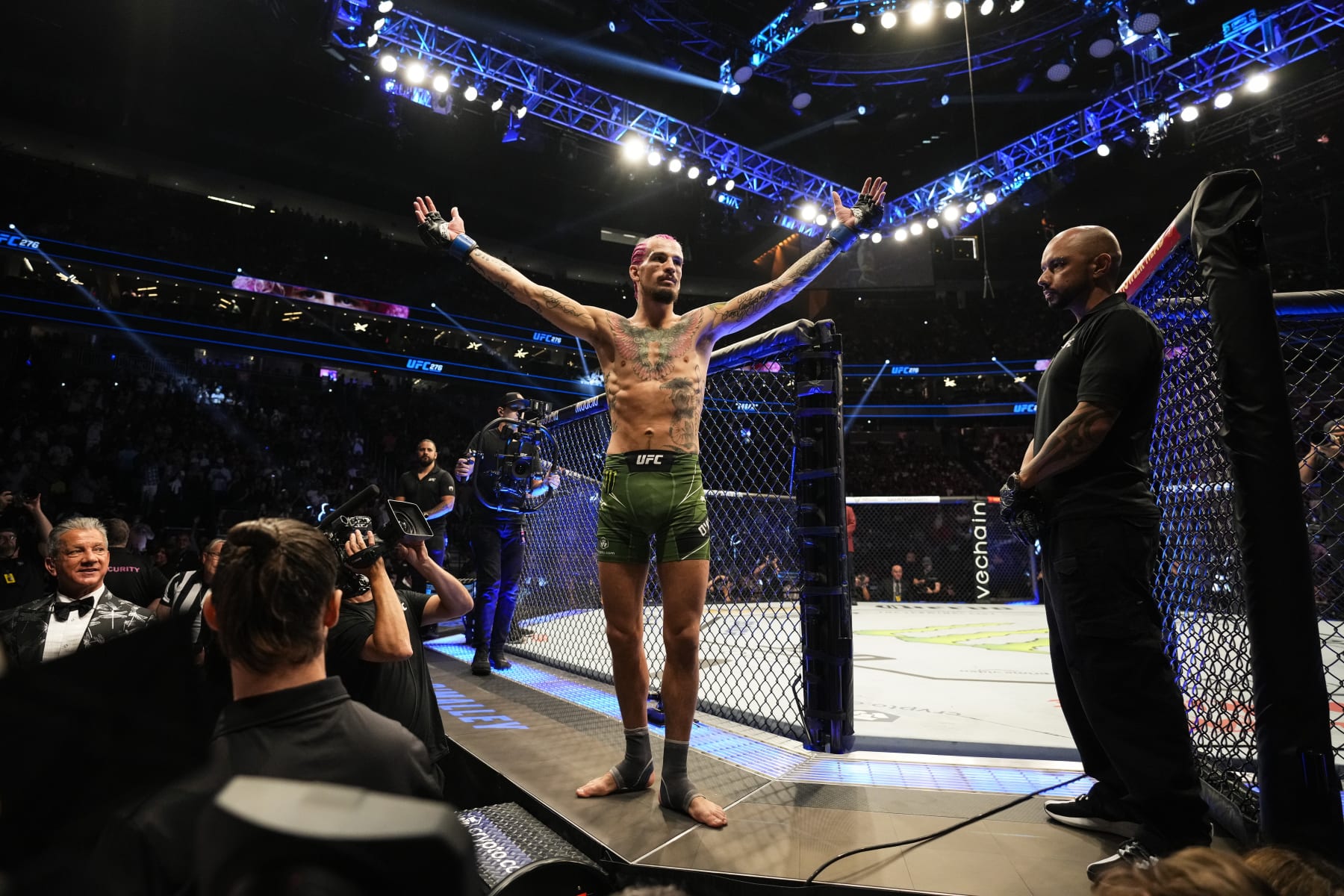 LAS VEGAS, NEVADA - JULY 02: Sean O'Malley prepares to enter the rin in a bantamweight fight during the UFC 276 event at T-Mobile Arena on July 02, 2022 in Las Vegas, Nevada. (Photo by Chris Unger/Zuffa LLC)