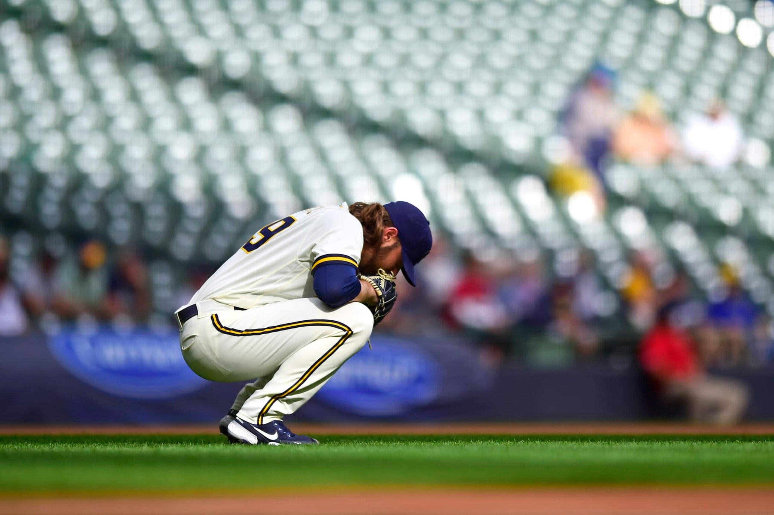 MILWAUKEE, WISCONSIN - OCTOBER 05: Corbin Burnes #39 of the Milwaukee Brewers pauses behind the mound before throwing the first pitch against the Arizona Diamondbacks at American Family Field on October 05, 2022 in Milwaukee, Wisconsin. (Photo by Kayla Wolf/Getty Images)