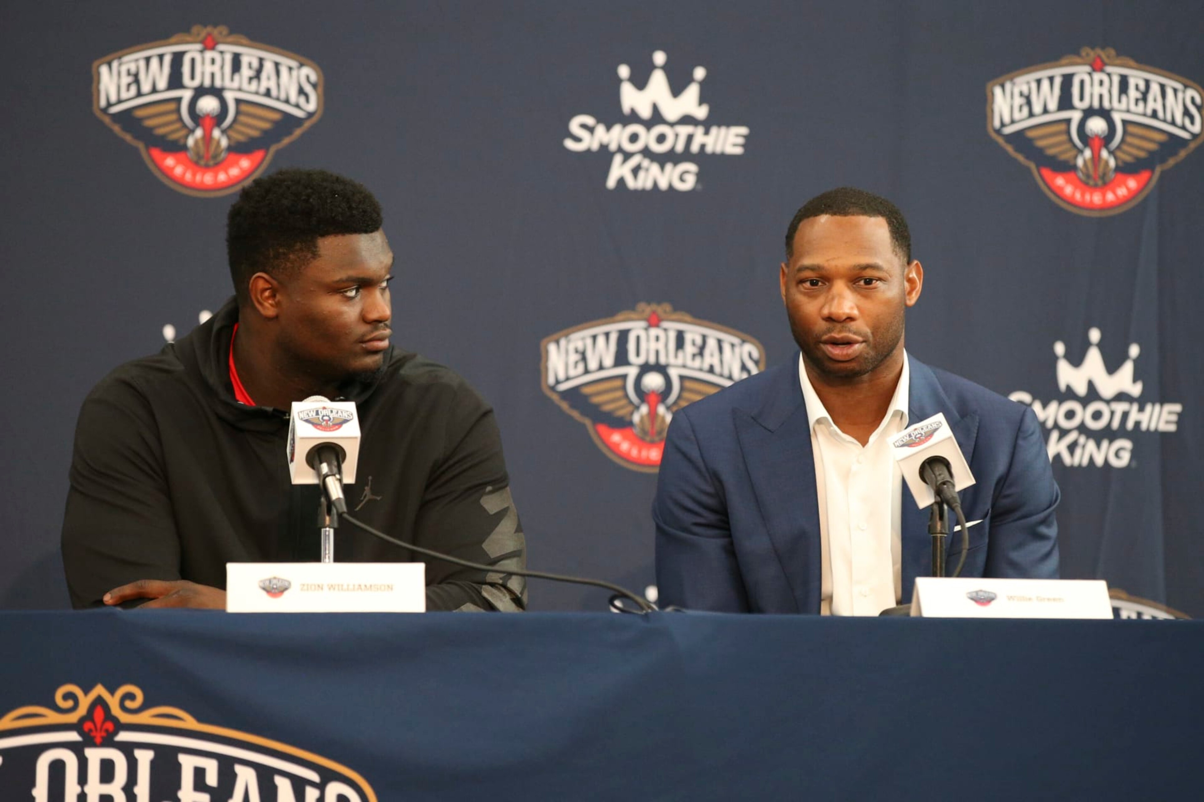 NEW ORLEANS, LA - JUNE 26: Zion Williamson #1 of the New Orleans Pelicans signs his contract extension in New Orleans, Louisiana on June 26, 2022. NOTE TO USER: User expressly acknowledges and agrees that by downloading and or using this Photograph, user is consenting to the terms and conditions of the Getty Images License Agreement. Mandatory Copyright Notice: Copyright 2022 NBAE (Photo by Layne Murdoch Jr./NBAE via Getty Images)