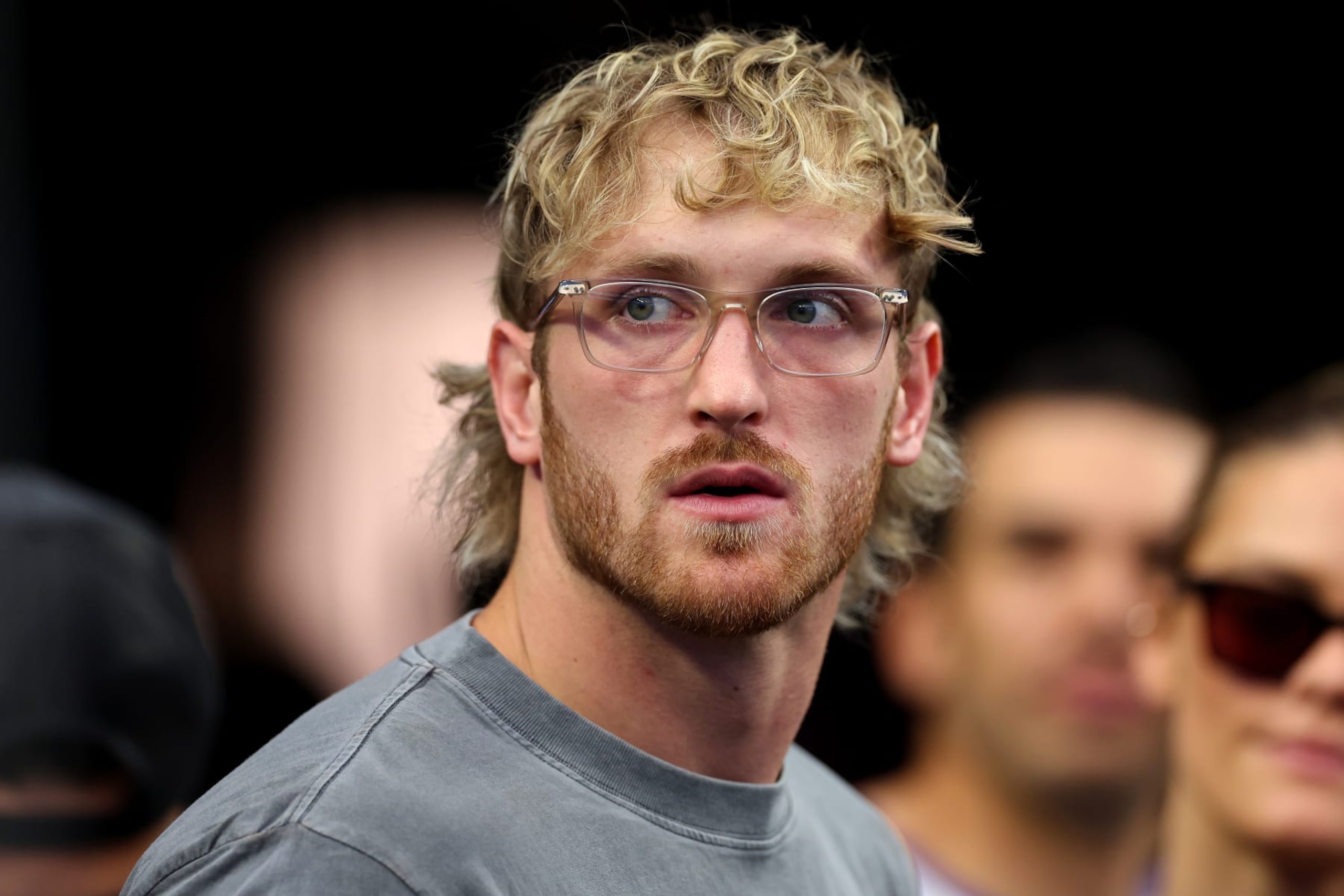 LAS VEGAS, NEVADA - OCTOBER 02: Logan Paul looks on during the game between the Denver Broncos and the Las Vegas Raiders at Allegiant Stadium on October 02, 2022 in Las Vegas, Nevada. (Photo by Christian Petersen/Getty Images)