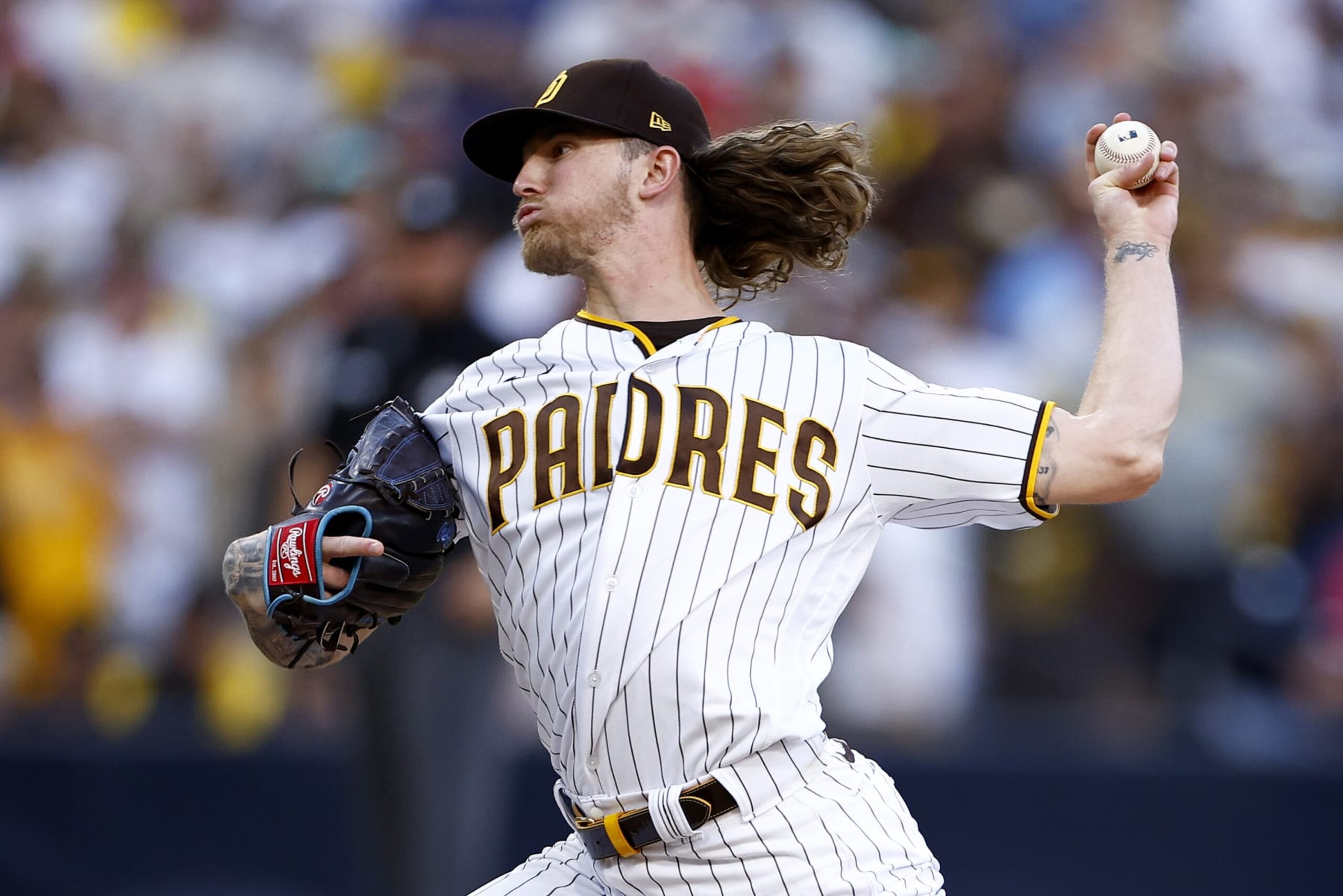 SAN DIEGO, CALIFORNIA - OCTOBER 19: Josh Hader #71 of the San Diego Padres pitches during the ninth inning against the Philadelphia Phillies in game two of the National League Championship Series at PETCO Park on October 19, 2022 in San Diego, California. (Photo by Ronald Martinez/Getty Images)