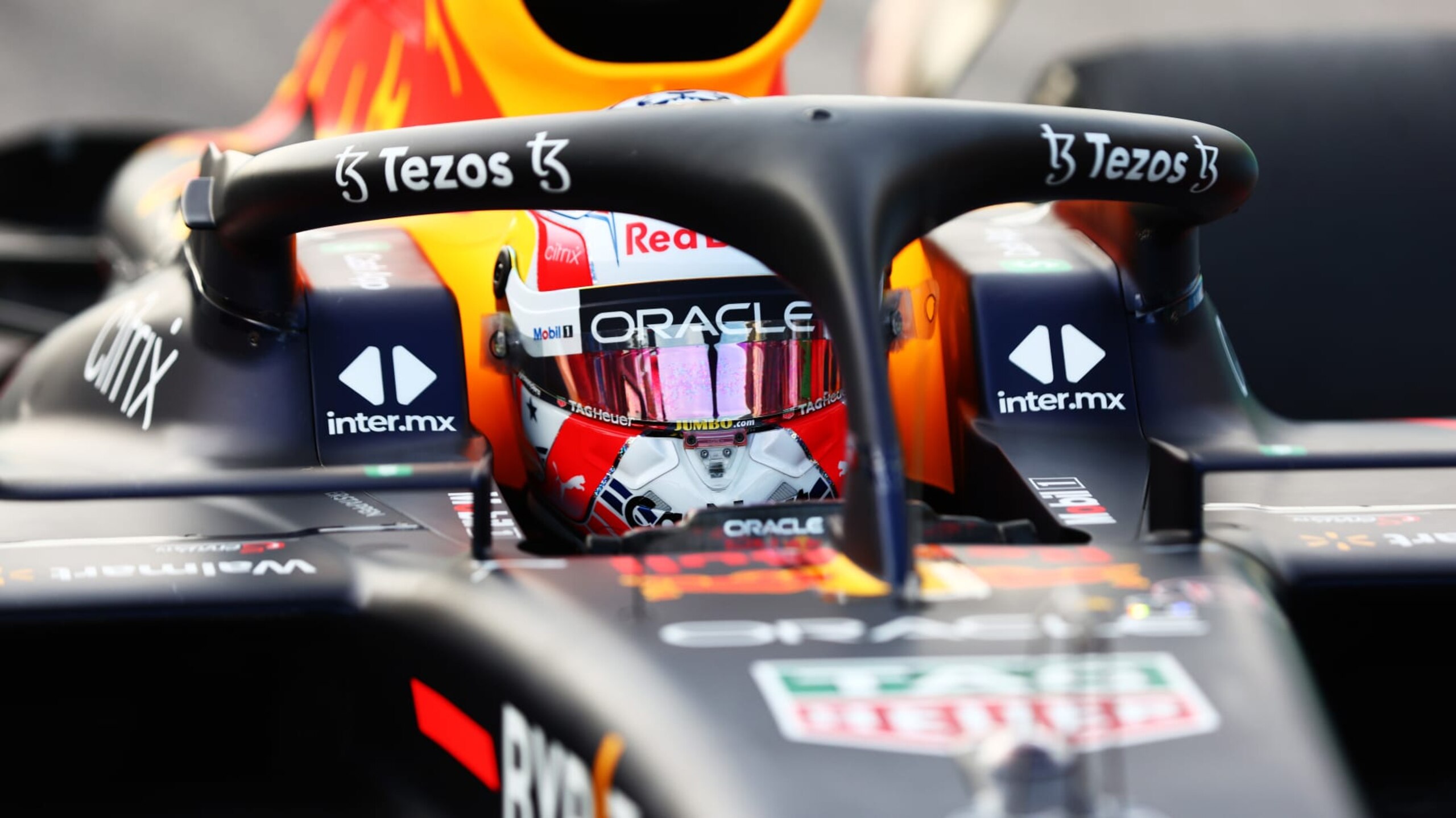 AUSTIN, TEXAS - OCTOBER 22: Third placed qualifier Max Verstappen of the Netherlands and Oracle Red Bull Racing stops in parc ferme during qualifying ahead of the F1 Grand Prix of USA at Circuit of The Americas on October 22, 2022 in Austin, Texas. (Photo by Dan Istitene - Formula 1/Formula 1 via Getty Images)