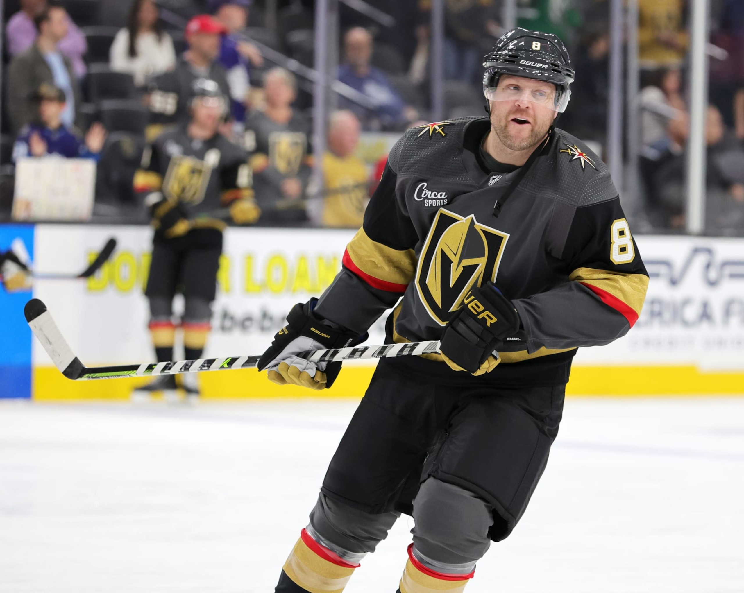 LAS VEGAS, NEVADA - OCTOBER 24: Phil Kessel #8 of the Vegas Golden Knights warms up before playing the Toronto Maple Leafs in his 989th consecutive NHL game, tying Keith Yandle for the longest “Ironman” streak in league history at T-Mobile Arena on October 24, 2022 in Las Vegas, Nevada. (Photo by Ethan Miller/Getty Images) LAS VEGAS, NEVADA - OCTOBER 24: Phil Kessel #8 of the Vegas Golden Knights warms up before playing the Toronto Maple Leafs in his 989th consecutive NHL game, tying Keith Yandle for the longest “Ironman” streak in league history at T-Mobile Arena on October 24, 2022 in Las Vegas, Nevada. (Photo by Ethan Miller/Getty Images)