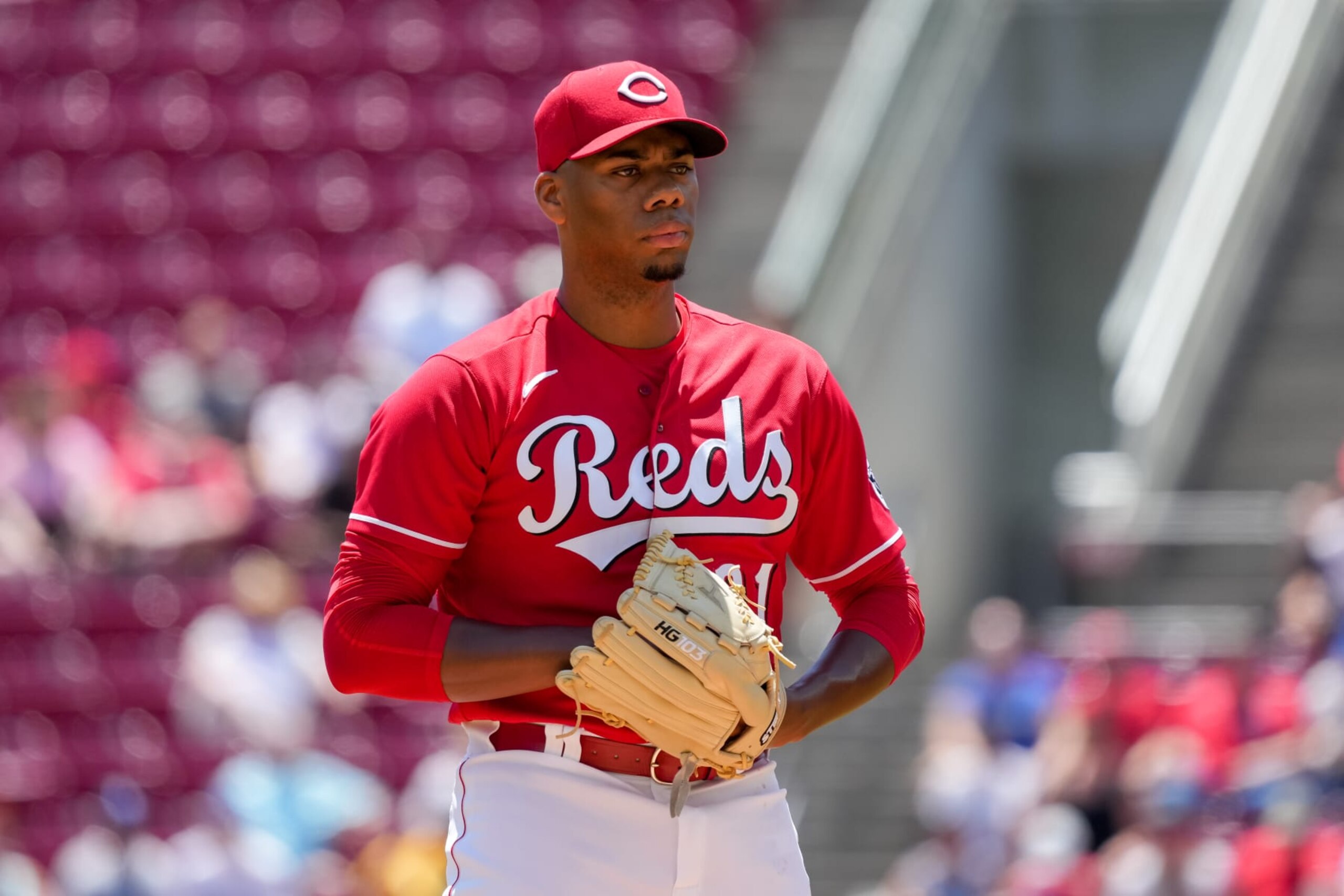 CINCINNATI, OHIO - JUNE 23: Hunter Greene #21 of the Cincinnati Reds pitches in the second inning against the Los Angeles Dodgers at Great American Ball Park on June 23, 2022 in Cincinnati, Ohio. (Photo by Dylan Buell/Getty Images)