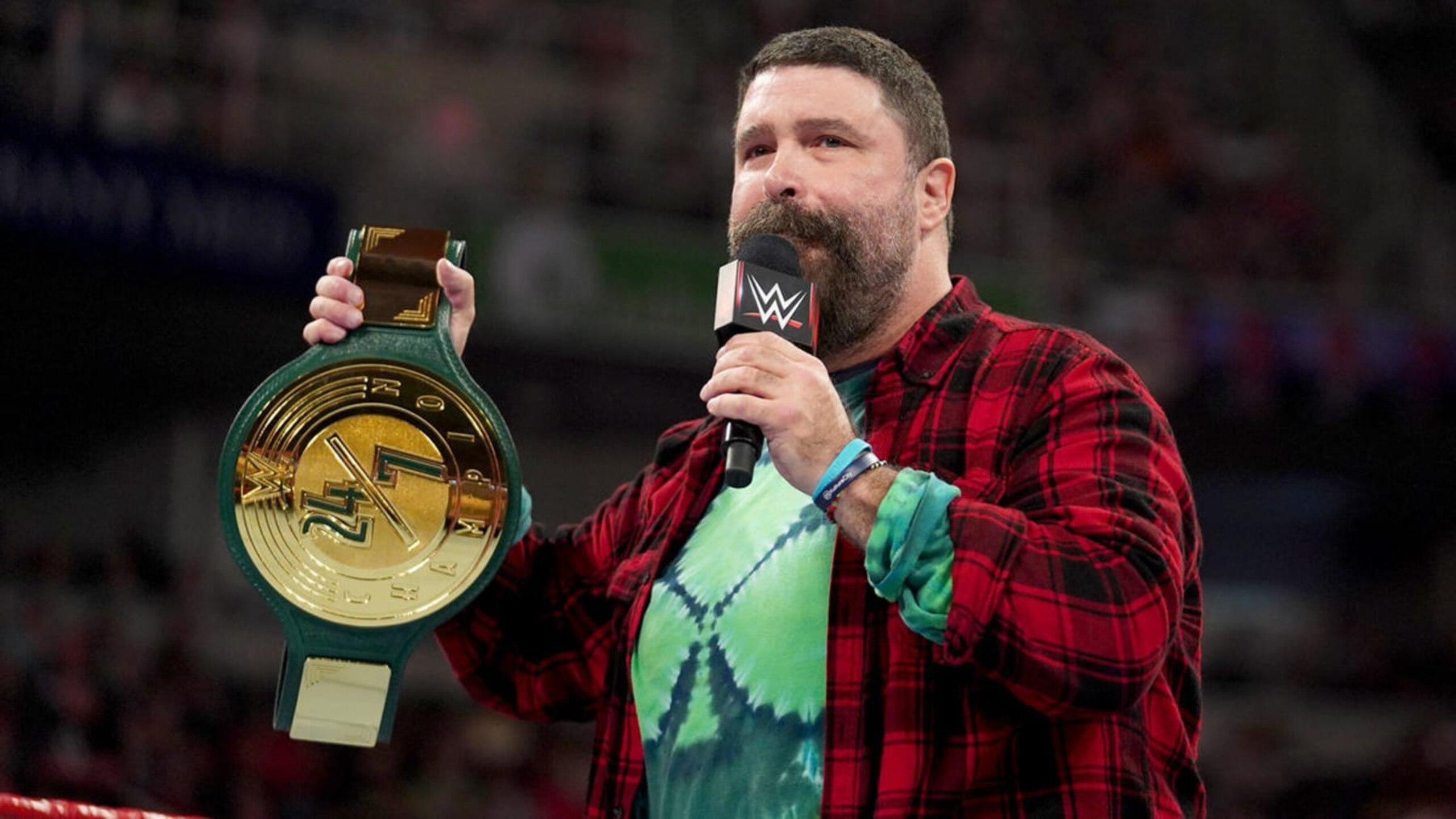 Mick Foley introducing the 24/7 Championship. Mick Foley introducing the 24/7 Championship.