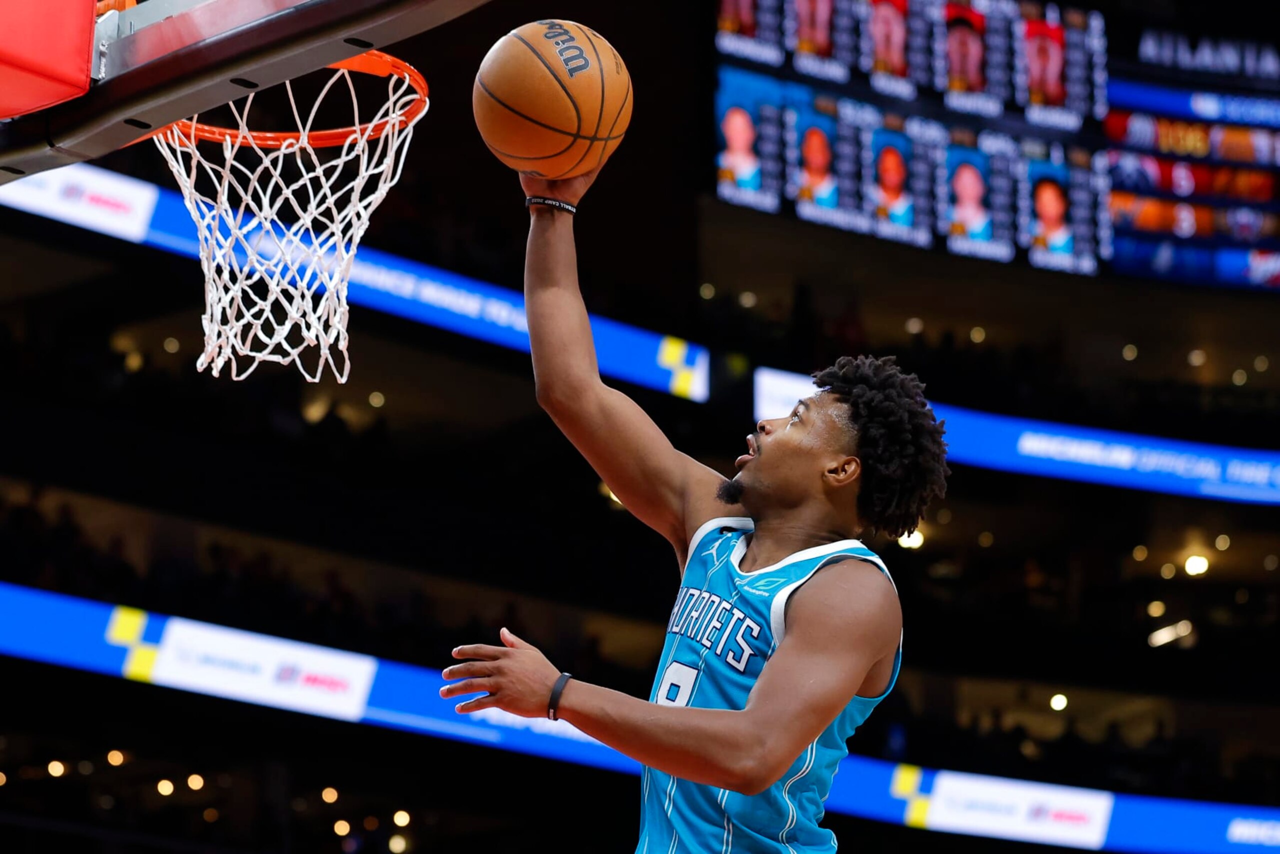 ATLANTA, GA - OCTOBER 23: Dennis Smith Jr. #8 of the Charlotte Hornets goes up for a shot during the second half against the Atlanta Hawks at State Farm Arena on October 23, 2022 in Atlanta, Georgia. NOTE TO USER: User expressly acknowledges and agrees that, by downloading and or using this photograph, User is consenting to the terms and conditions of the Getty Images License Agreement. (Photo by Todd Kirkland/Getty Images) ATLANTA, GA - OCTOBER 23: Dennis Smith Jr. #8 of the Charlotte Hornets goes up for a shot during the second half against the Atlanta Hawks at State Farm Arena on October 23, 2022 in Atlanta, Georgia. NOTE TO USER: User expressly acknowledges and agrees that, by downloading and or using this photograph, User is consenting to the terms and conditions of the Getty Images License Agreement. (Photo by Todd Kirkland/Getty Images)