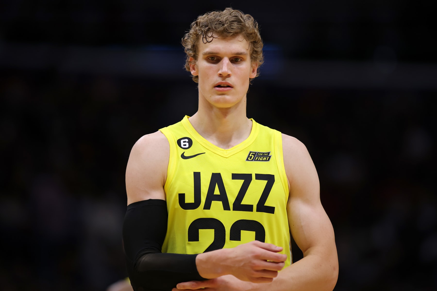 NEW ORLEANS, LOUISIANA - OCTOBER 23: Lauri Markkanen #23 of the Utah Jazz reacts against the New Orleans Pelicans during a game at the Smoothie King Center on October 23, 2022 in New Orleans, Louisiana. NOTE TO USER: User expressly acknowledges and agrees that, by downloading and or using this Photograph, user is consenting to the terms and conditions of the Getty Images License Agreement. (Photo by Jonathan Bachman/Getty Images)