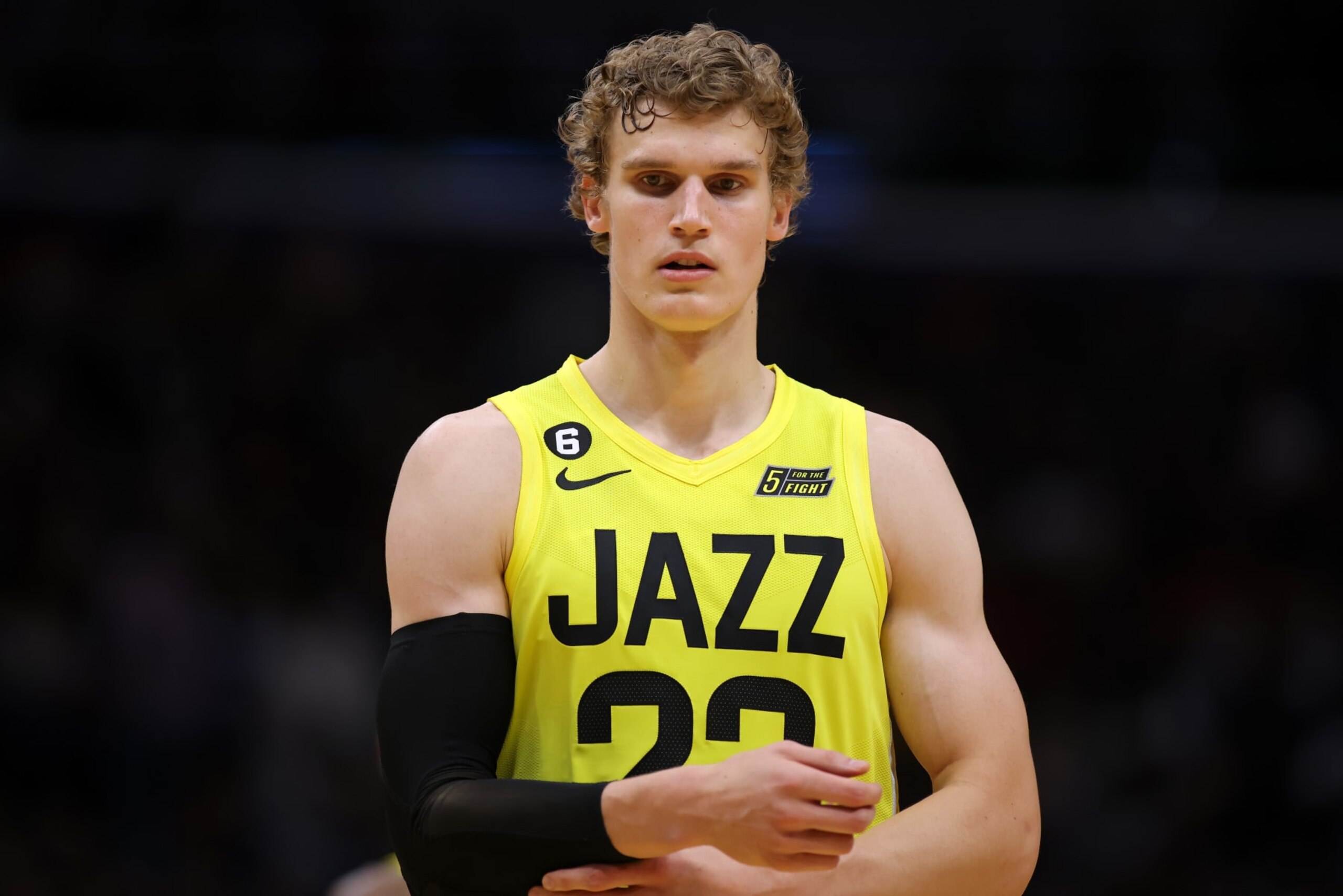 NEW ORLEANS, LOUISIANA - OCTOBER 23: Lauri Markkanen #23 of the Utah Jazz reacts against the New Orleans Pelicans during a game at the Smoothie King Center on October 23, 2022 in New Orleans, Louisiana. NOTE TO USER: User expressly acknowledges and agrees that, by downloading and or using this Photograph, user is consenting to the terms and conditions of the Getty Images License Agreement. (Photo by Jonathan Bachman/Getty Images)