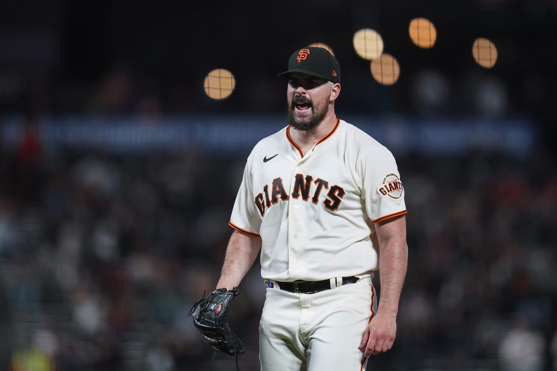 San Francisco Giants starting pitcher Carlos Rodón reacts after striking out Colorado Rockies' Yonathan Daza during the sixth inning of a baseball game in San Francisco, Thursday, Sept. 29, 2022. (AP Photo/Godofredo A. Vásquez)