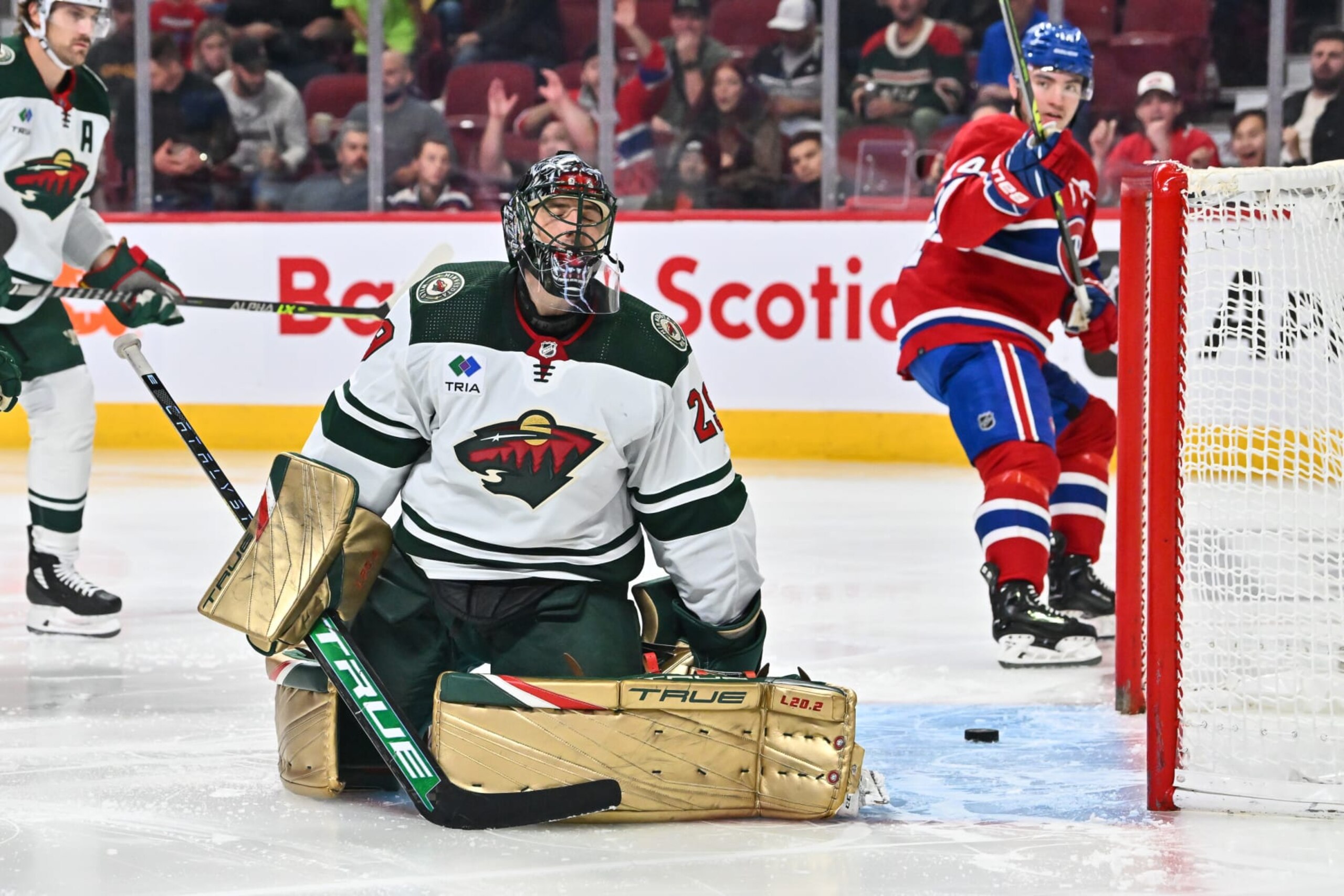 MONTREAL, CANADA - OCTOBER 25: Goaltender Marc-Andre Fleury #29 of the Minnesota Wild reacts after allowing a goal during the second period against the Montreal Canadiens at Centre Bell on October 25, 2022 in Montreal, Quebec, Canada. (Photo by Minas Panagiotakis/Getty Images) MONTREAL, CANADA - OCTOBER 25: Goaltender Marc-Andre Fleury #29 of the Minnesota Wild reacts after allowing a goal during the second period against the Montreal Canadiens at Centre Bell on October 25, 2022 in Montreal, Quebec, Canada. (Photo by Minas Panagiotakis/Getty Images)