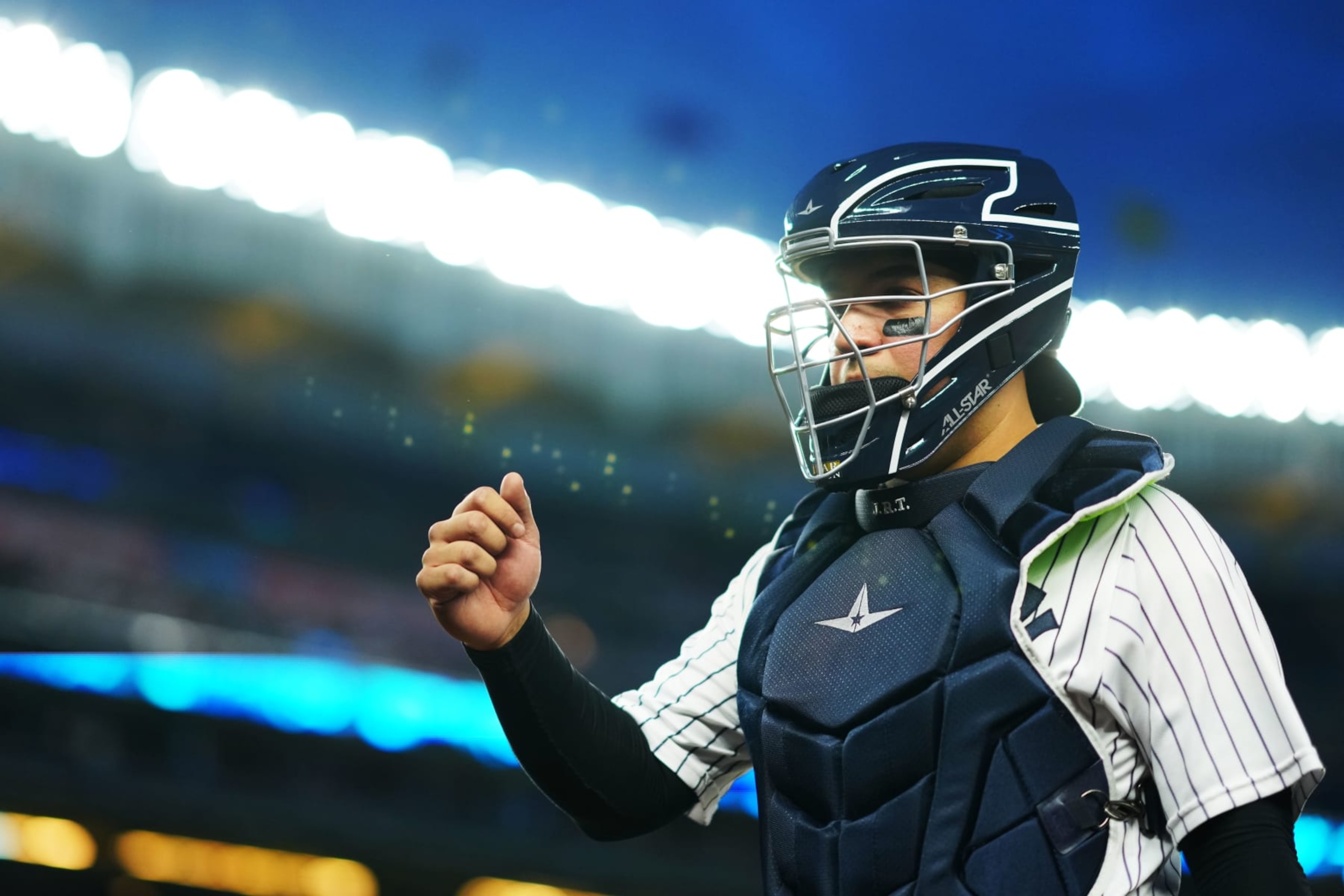 NEW YORK, NY - SEPTEMBER 20: Jose Trevino #39 of the New York Yankees looks on prior to the game between the Pittsburgh Pirates and the New York Yankees at Yankee Stadium on Tuesday, September 20, 2022 in New York, New York. (Photo by Daniel Shirey/MLB Photos via Getty Images)