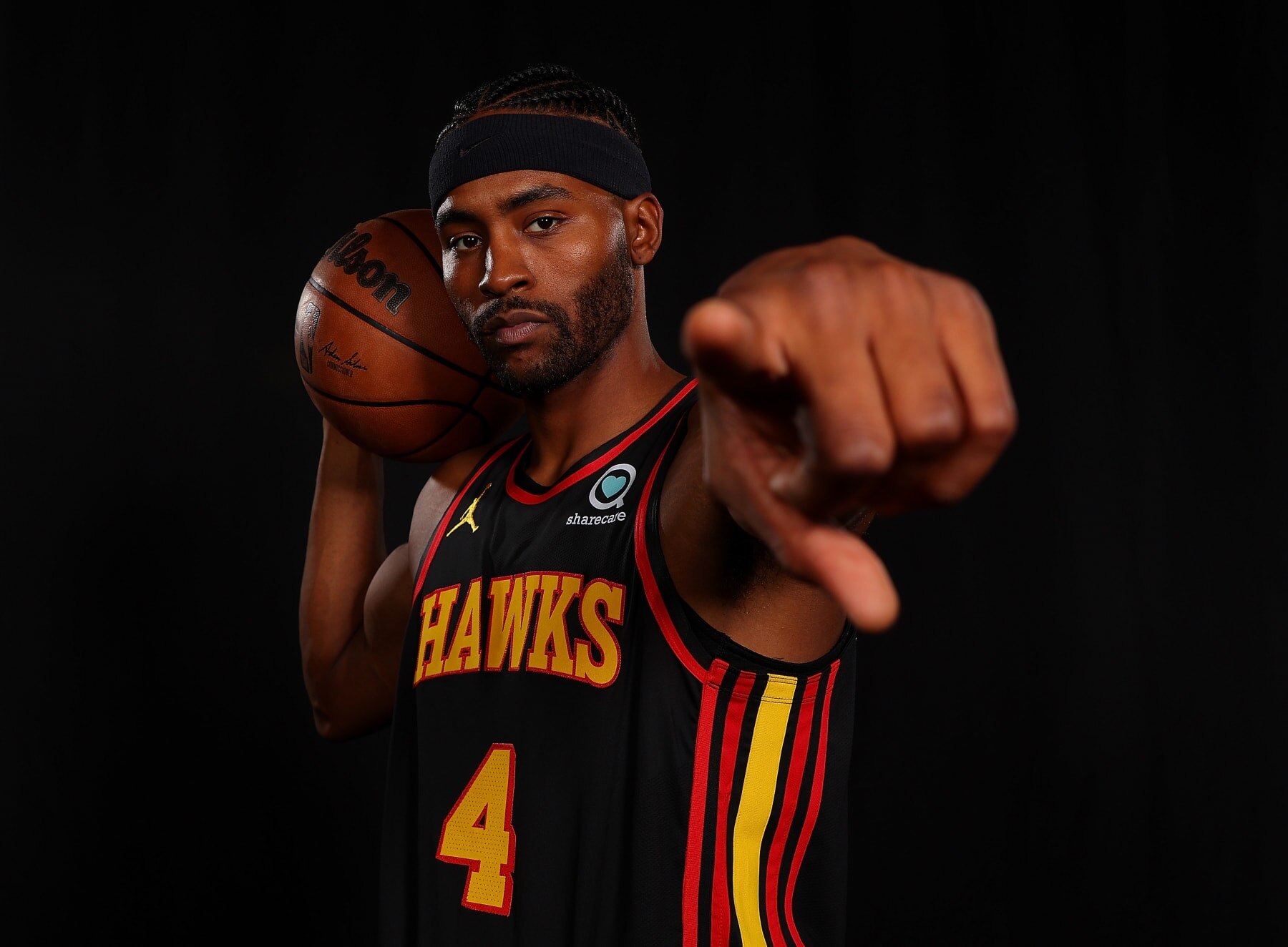 ATLANTA, GEORGIA - SEPTEMBER 23:  Maurice Harkless #4of the Atlanta Hawks poses for portraits during media day at PC&E Atlanta on September 23, 2022 in Atlanta, Georgia. (Photo by Kevin C. Cox/Getty Images)