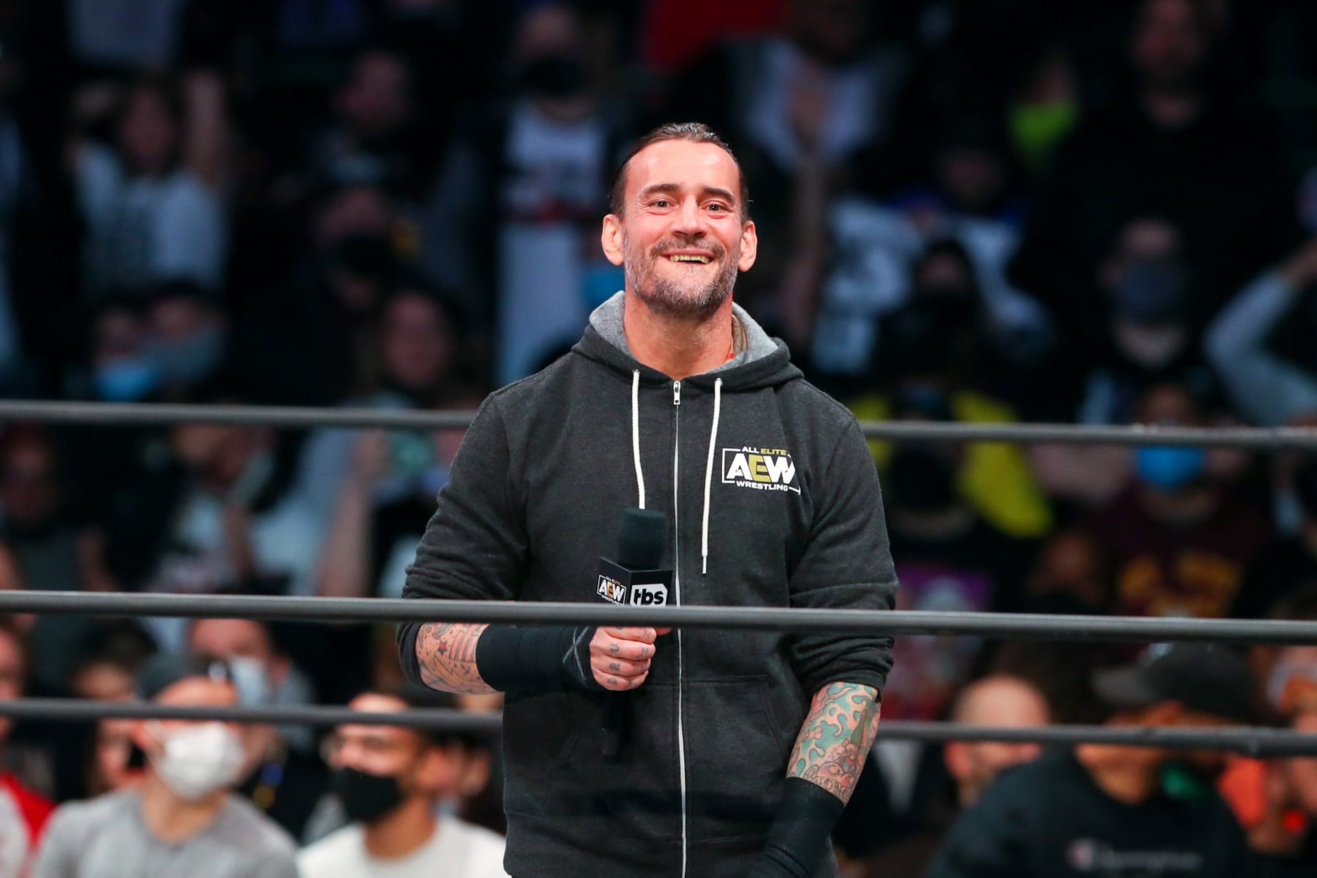 CLEVELAND, OH - JANUARY 26: CM Punk in the ring during AEW Dynamite - Beach Break on January 26, 2022, at the Wolstein Center in Cleveland, OH. (Photo by Frank Jansky/Icon Sportswire via Getty Images)