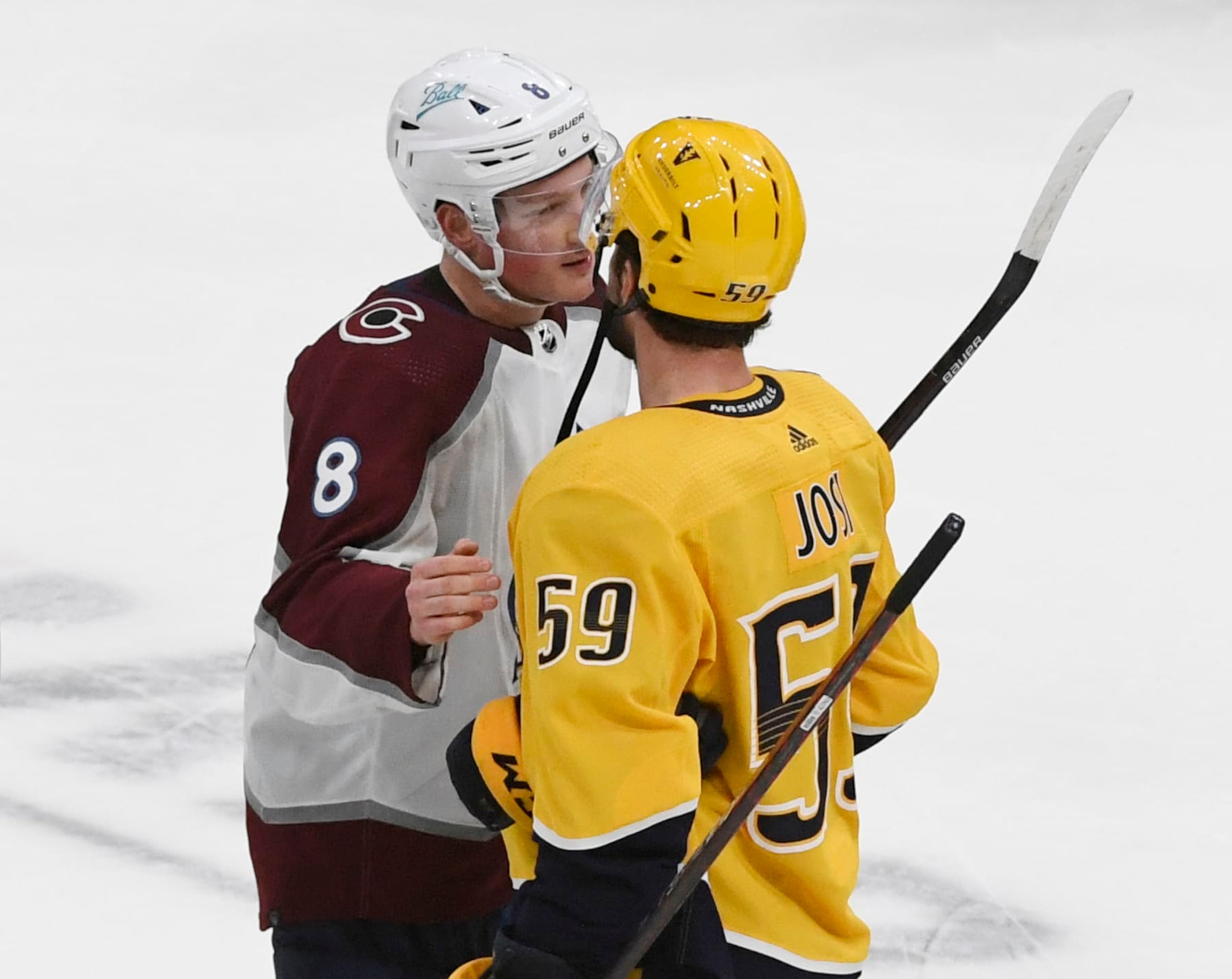Colorado Avalanche defenseman Cale Makar (left) and Nashville Predators blueliner Roman Josi.