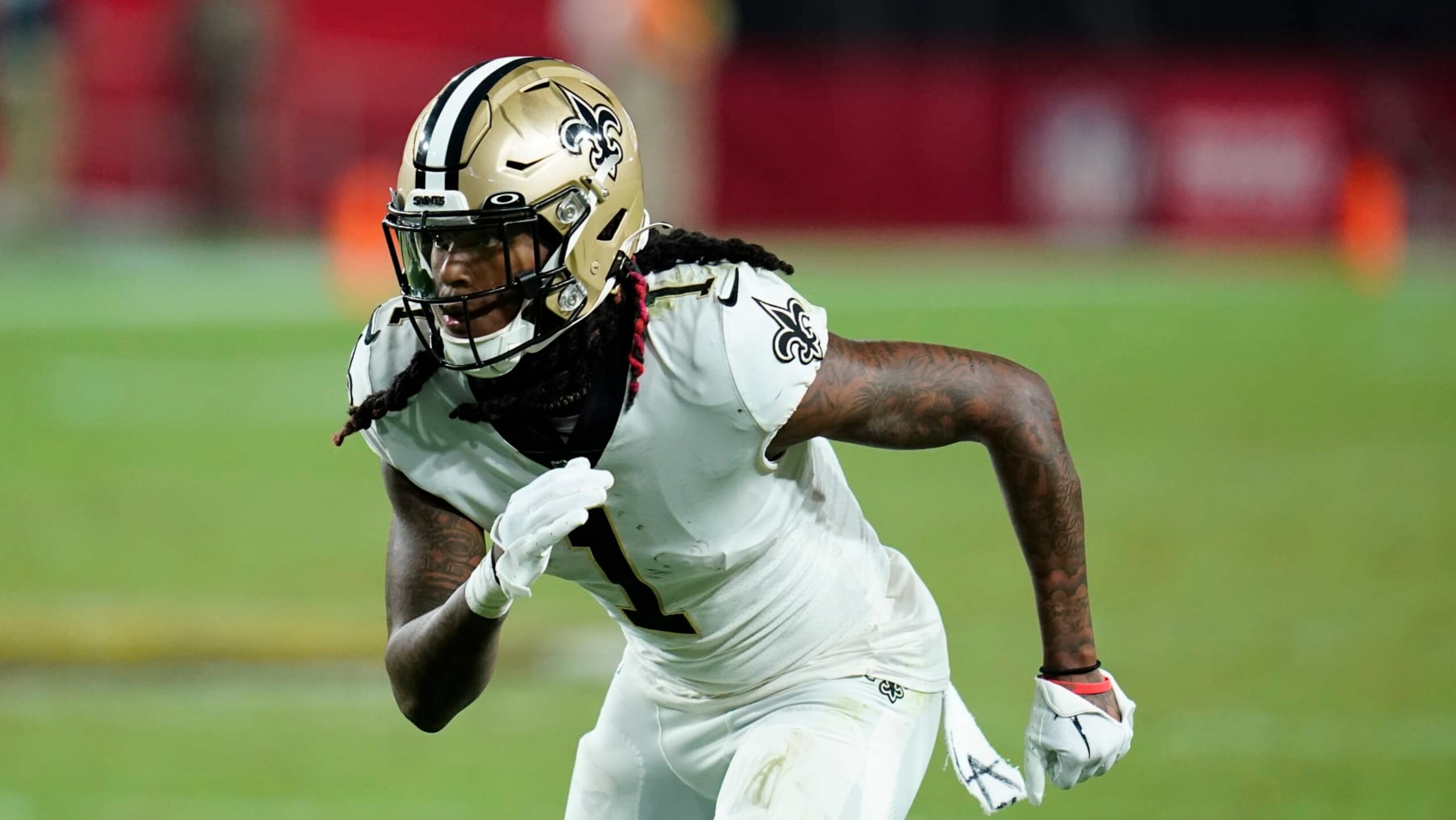 New Orleans Saints wide receiver Marquez Callaway runs a pass route against the Arizona Cardinals during the second half of an NFL football game, Thursday, Oct. 20, 2022, in Glendale, Ariz. (AP Photo/Ross D. Franklin)