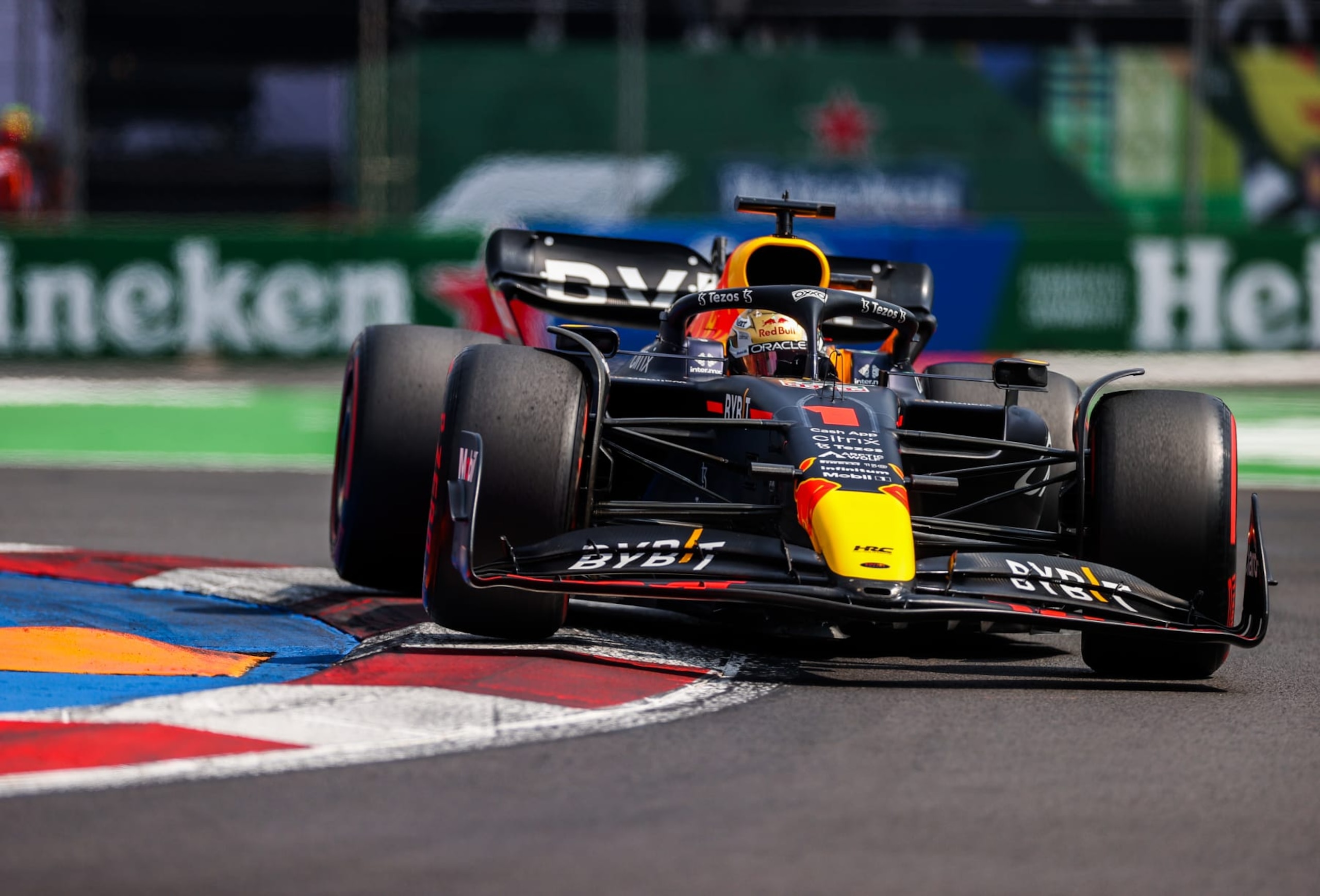 MEXICO CITY, MEXICO - OCTOBER 29: Max Verstappen of Red Bull Racing and The Netherlands  during qualifying ahead of the F1 Grand Prix of Mexico at Autodromo Hermanos Rodriguez on October 29, 2022 in Mexico City, Mexico. (Photo by Peter Fox/Getty Images)