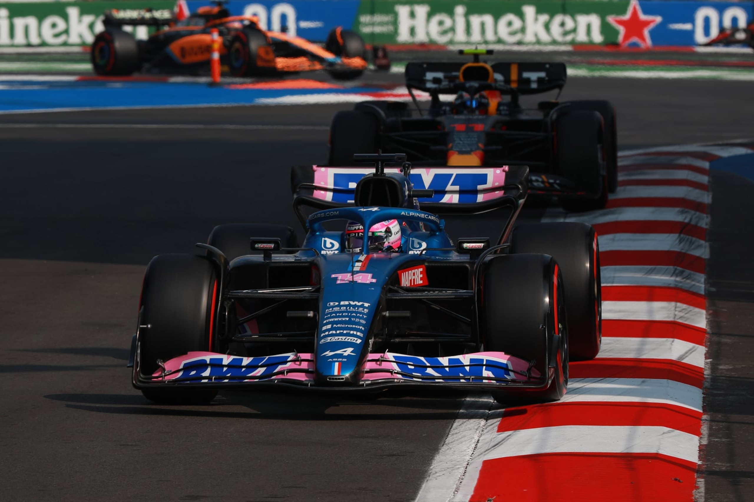 MEXICO CITY, MEXICO - OCTOBER 29: Fernando Alonso of Alpine F1 Team driving the (14) A522 on track during the qualifying session ahead of the F1 Mexico City Grand Prix, at Autodromo Hermanos Rodriguez, in Mexico City, Mexico on October 29, 2022. (Photo by Daniel Cardenas/Anadolu Agency via Getty Images)