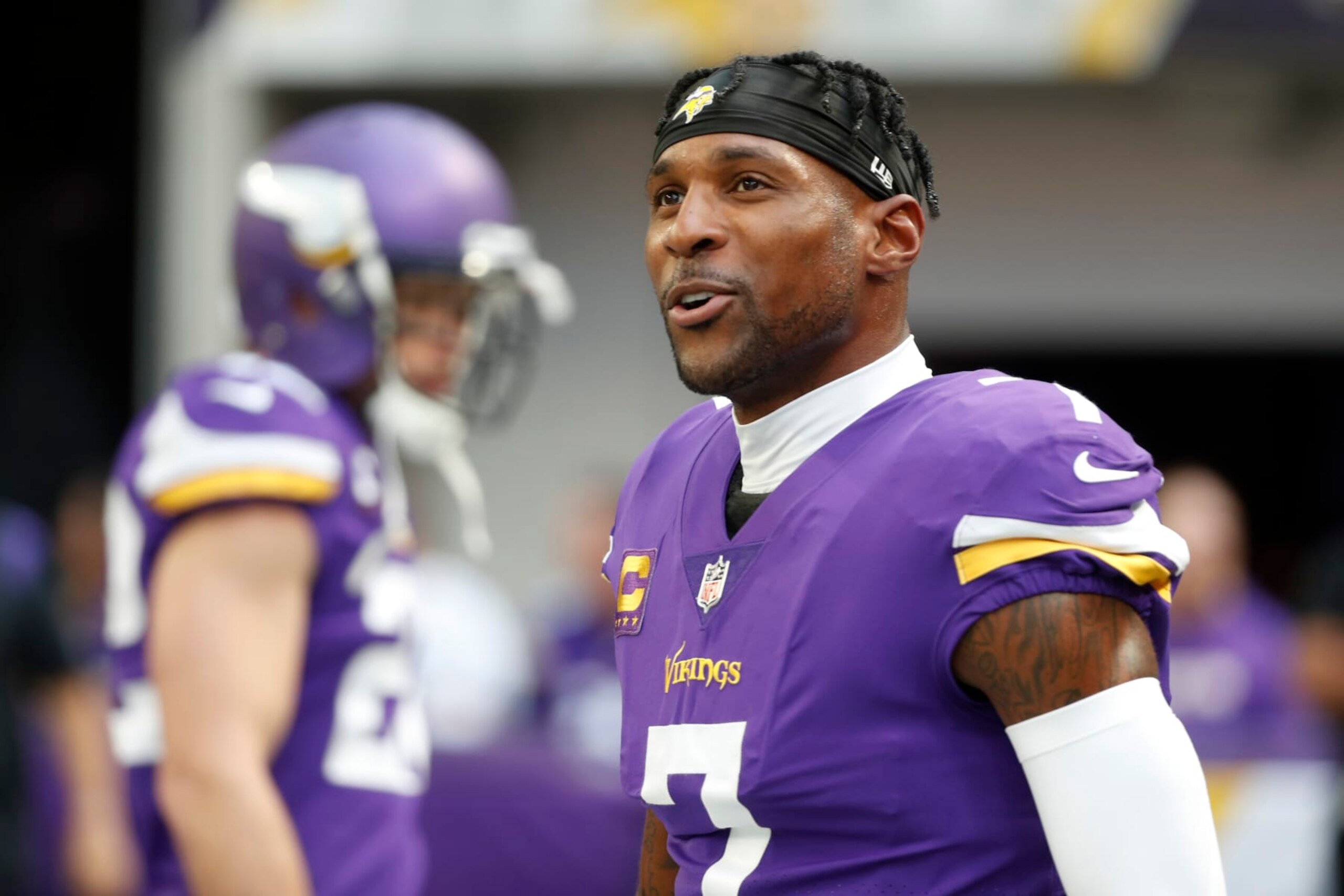 Minnesota Vikings cornerback Patrick Peterson (7) warms up before an NFL football game against the Arizona Cardinals, Sunday, Oct. 30, 2022, in Minneapolis. (AP Photo/Bruce Kluckhohn) Minnesota Vikings cornerback Patrick Peterson (7) warms up before an NFL football game against the Arizona Cardinals, Sunday, Oct. 30, 2022, in Minneapolis. (AP Photo/Bruce Kluckhohn)