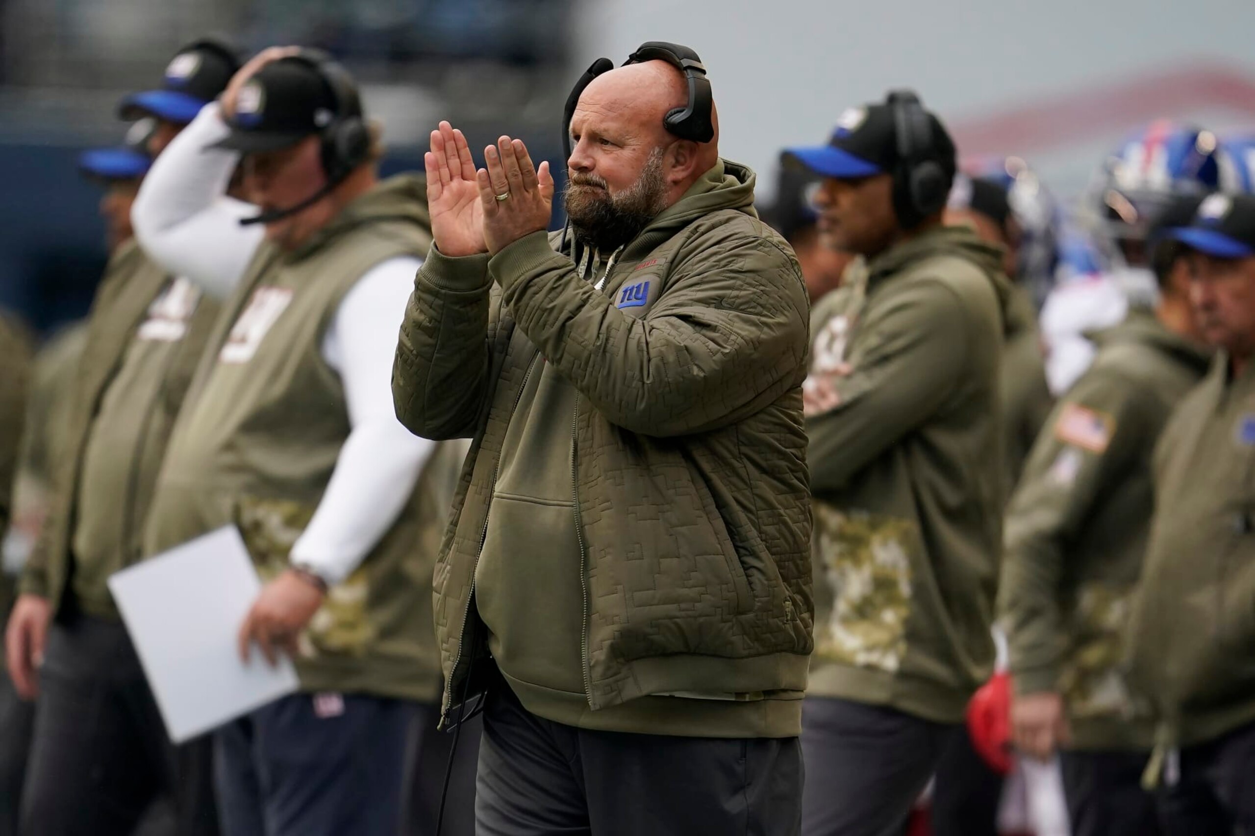 New York Giants head coach Brian Daboll watches during the first half of an NFL football game against the Seattle Seahawks in Seattle, Sunday, Oct. 30, 2022. (AP Photo/Marcio Jose Sanchez)
