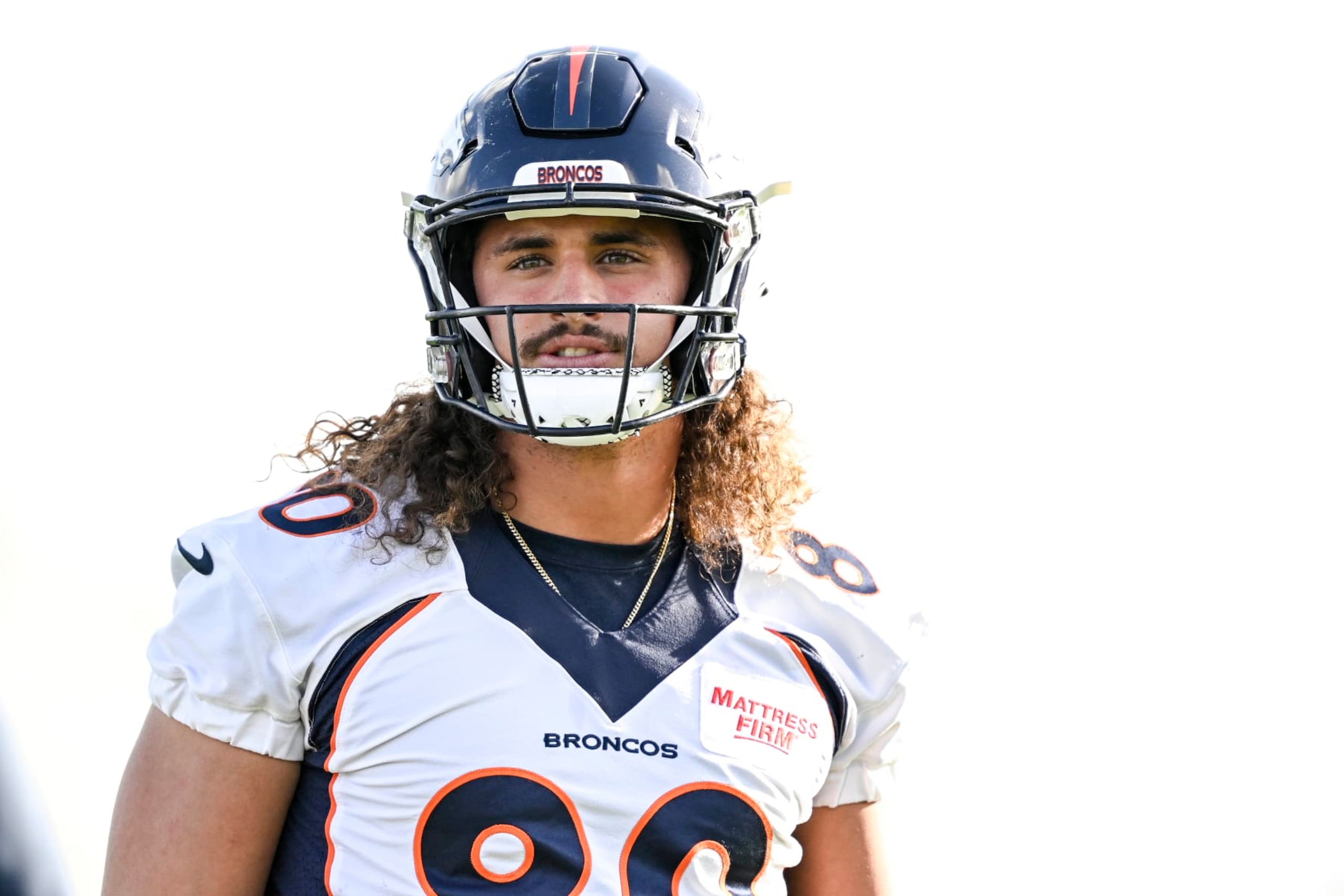 HARROW, LONDON, U.K. - OCTOBER 26: Greg Dulcich (80) of the Denver Broncos works out during practice at the Harrow School in the London Borough of Harrow on Wednesday, October 26, 2022. The Broncos will face off with the Jacksonville Jaguars at Londons Wembley Stadium on Sunday. (Photo by AAron Ontiveroz/MediaNews Group/The Denver Post via Getty Images) HARROW, LONDON, U.K. - OCTOBER 26: Greg Dulcich (80) of the Denver Broncos works out during practice at the Harrow School in the London Borough of Harrow on Wednesday, October 26, 2022. The Broncos will face off with the Jacksonville Jaguars at Londons Wembley Stadium on Sunday. (Photo by AAron Ontiveroz/MediaNews Group/The Denver Post via Getty Images)
