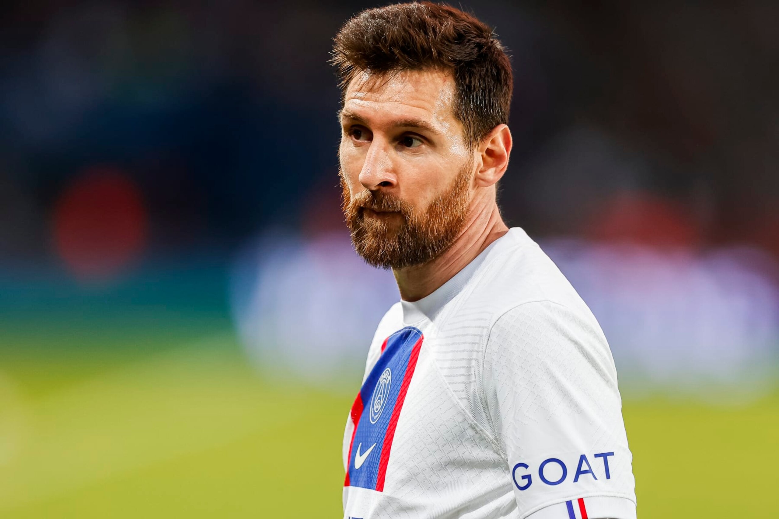 PARIS, FRANCE - OCTOBER 29: Lionel Messi of Paris Saint Germain walks in the field during the Ligue 1 match between Paris Saint-Germain and ESTAC Troyes at Parc des Princes on October 29, 2022 in Paris, France. (Photo by Antonio Borga/Eurasia Sport Images/Getty Images)