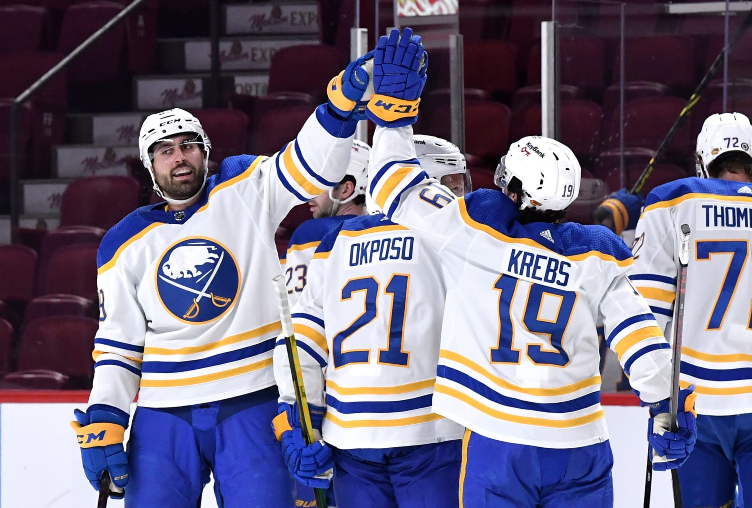 Sabres fans hope the sight of Alex Tuch and Peyton Krebs celebrating becomes an every-game thing. Sabres fans hope the sight of Alex Tuch and Peyton Krebs celebrating becomes an every-game thing.