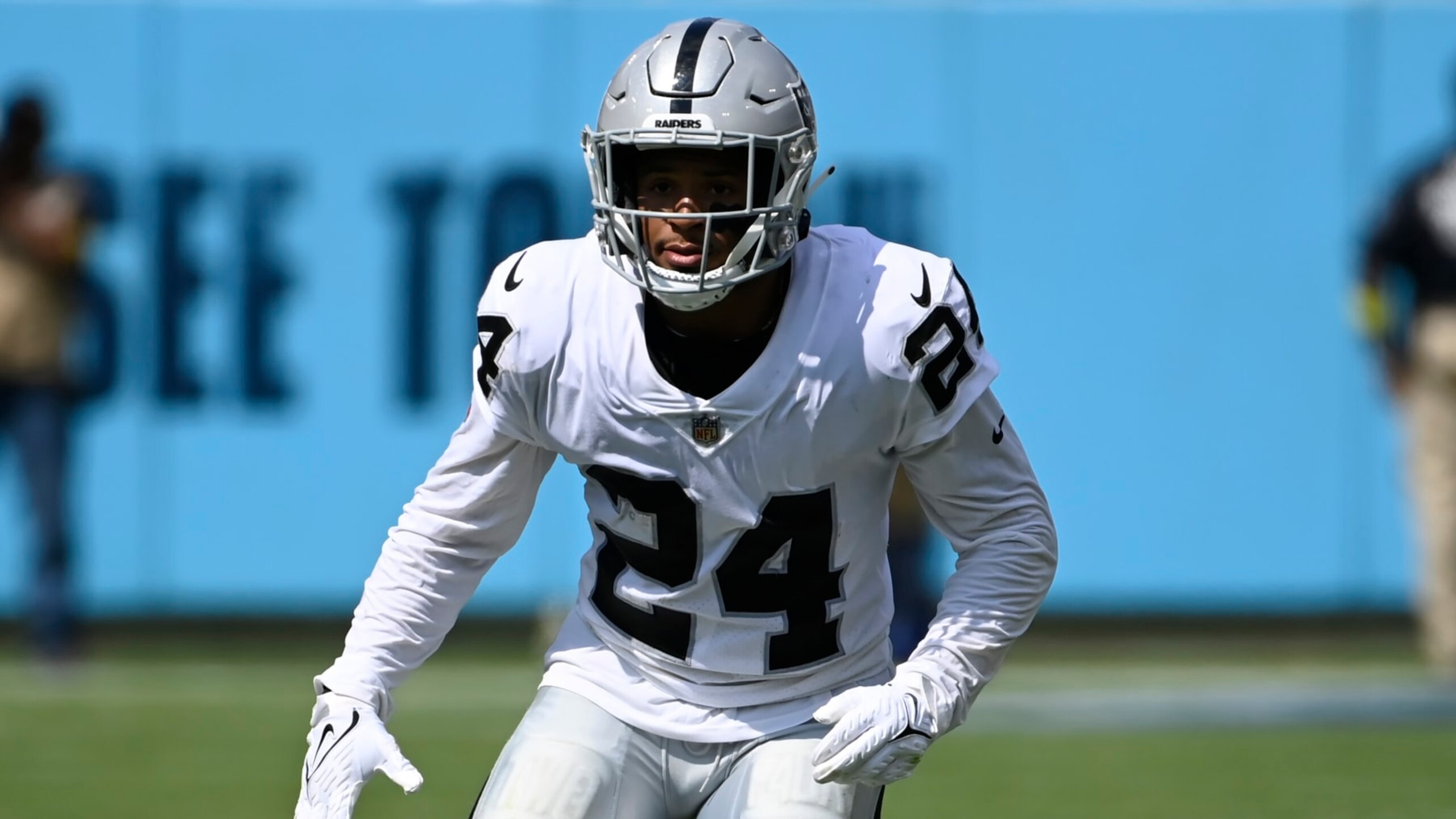 Las Vegas Raiders safety Johnathan Abram plays against the Tennessee Titans in an NFL football game Sunday, Sept. 25, 2022, in Nashville, Tenn. (AP Photo/Mark Zaleski) Las Vegas Raiders safety Johnathan Abram plays against the Tennessee Titans in an NFL football game Sunday, Sept. 25, 2022, in Nashville, Tenn. (AP Photo/Mark Zaleski)