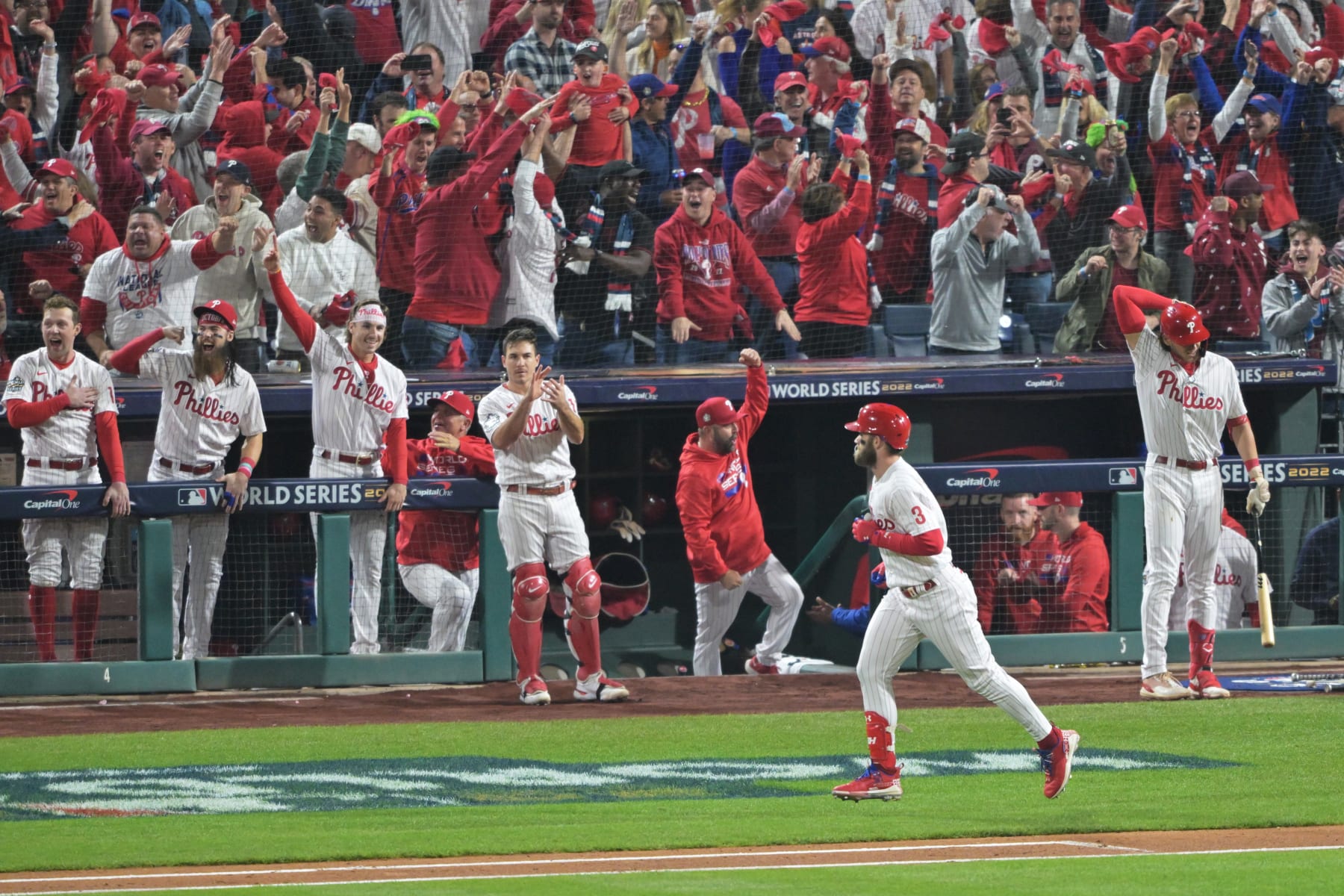 Bryce Harper got a historic home run party started for the Phillies in Game 3 of the World Series.