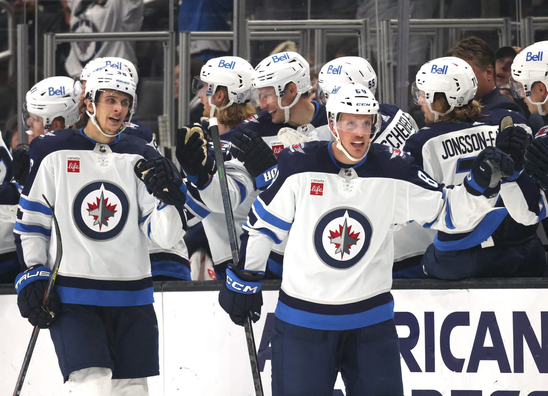 Nate Schmidt (right) and his Winnipeg teammates are pleased that they've begun righting the ship, but they're not yet content with their standings.