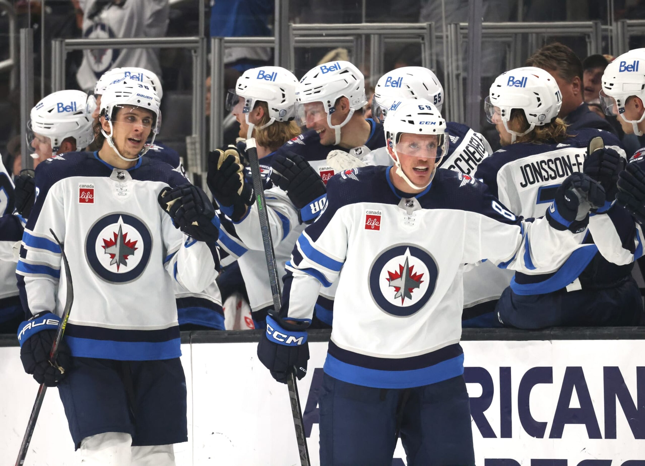 Nate Schmidt (right) and his Winnipeg teammates are pleased that they've begun righting the ship, but they're not yet content with their standings.