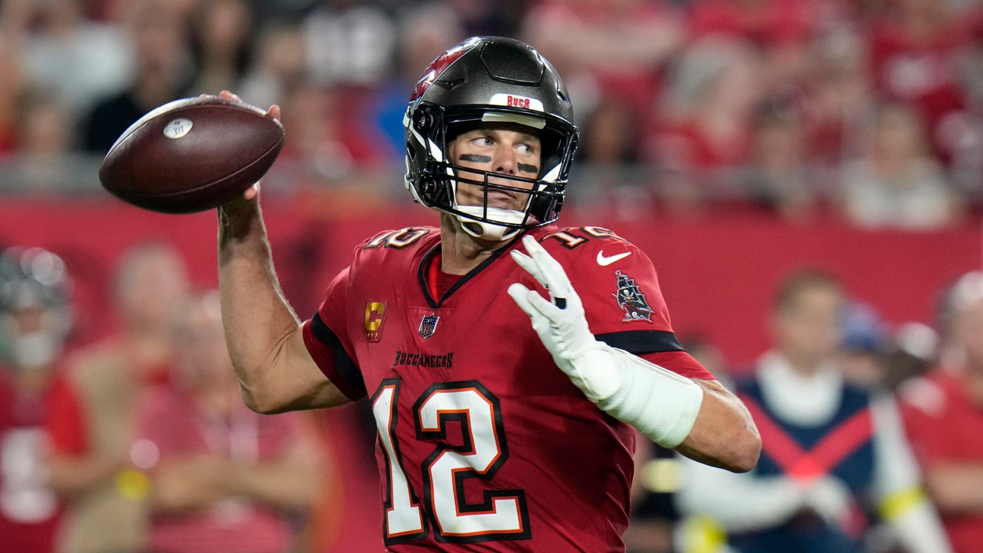 Tampa Bay Buccaneers quarterback Tom Brady passes the ball during an NFL football game against the Baltimore Ravens Thursday, Oct. 27, 2022, in Tampa, Fla. (AP Photo/Chris O'Meara)