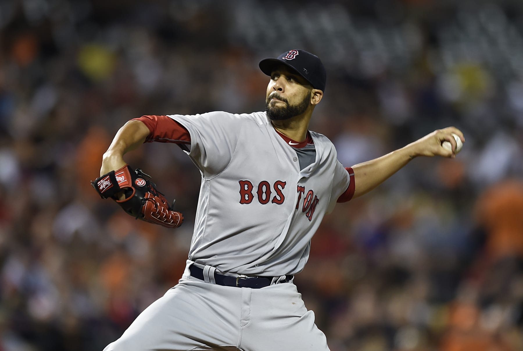 Boston Red Sox pitcher David Price delivers against the Baltimore Orioles in the first inning of a baseball game, Thursday, Sept. 22, 2016, in Baltimore. The Red Sox won 5-3. (AP Photo/Gail Burton)