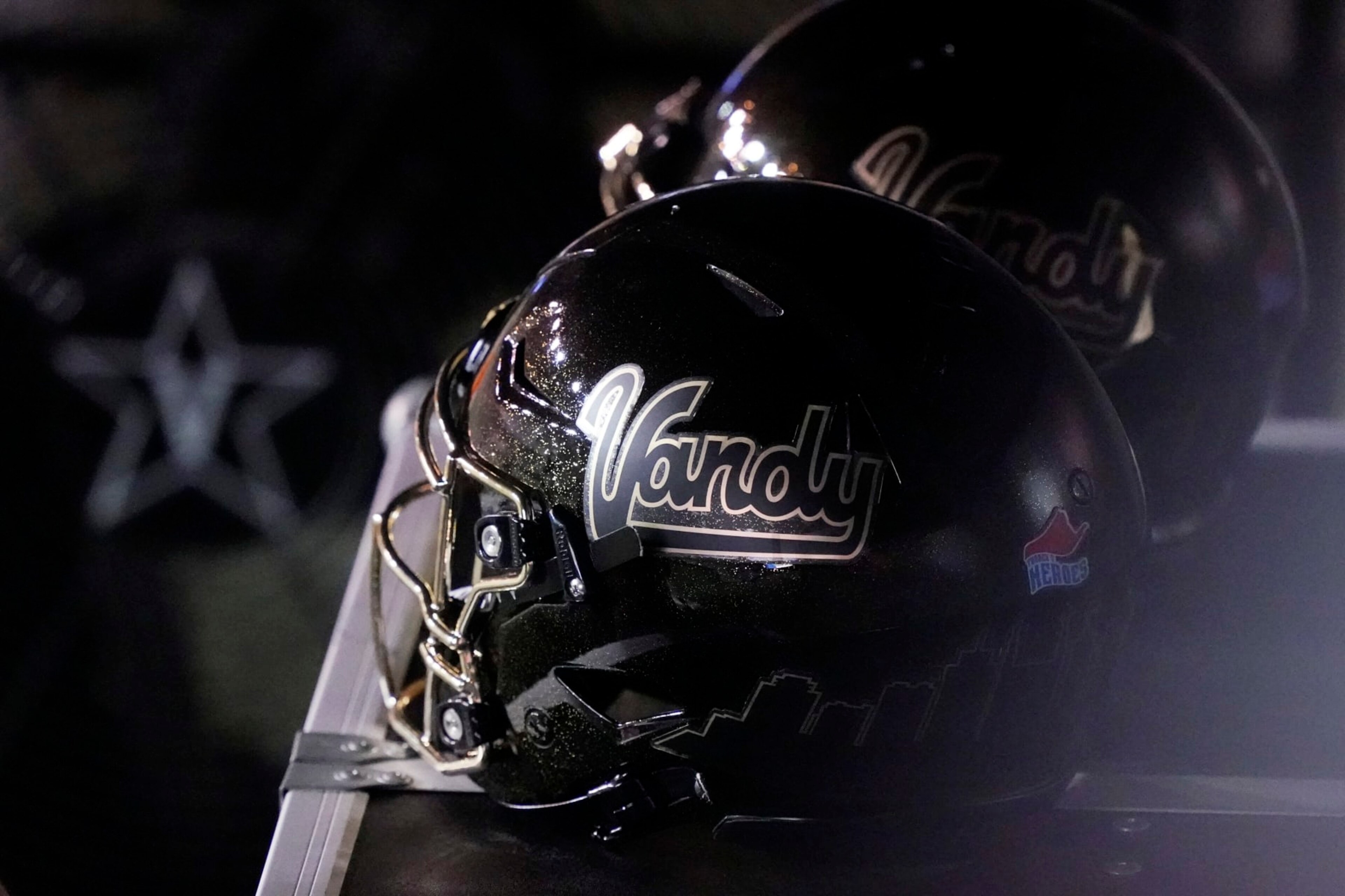 Vanderbilt helmets sit on an equipment trunk in the second half of an NCAA college football game against LSU Saturday, Oct. 3, 2020, in Nashville, Tenn. (AP Photo/Mark Humphrey) Vanderbilt helmets sit on an equipment trunk in the second half of an NCAA college football game against LSU Saturday, Oct. 3, 2020, in Nashville, Tenn. (AP Photo/Mark Humphrey)