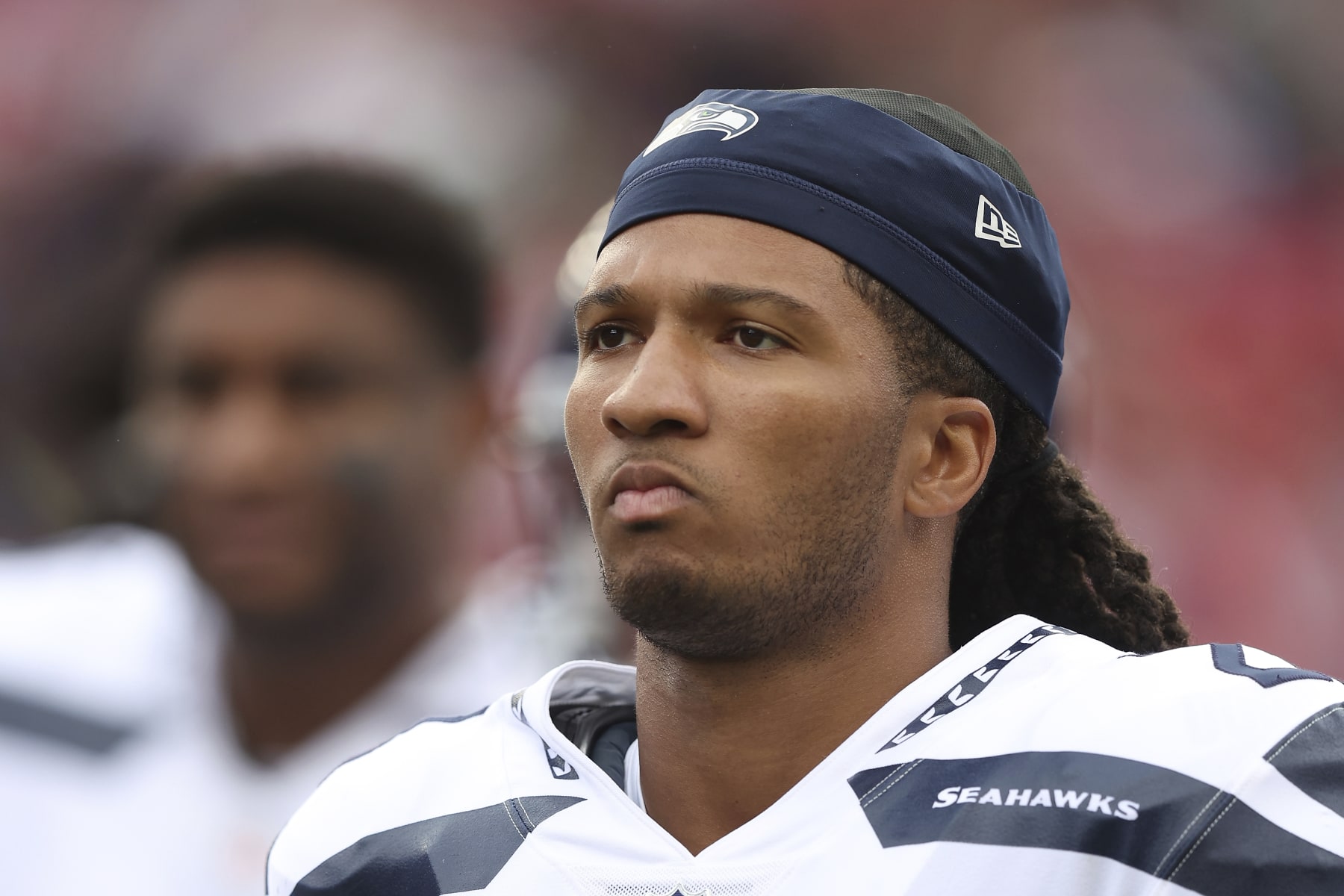 Seattle Seahawks cornerback Sidney Jones IV (23) looks on during an NFL football game against the San Francisco 49ers, Sunday, Sept. 18, 2022 in Santa Clara, Calif. (AP Photo/Lachlan Cunningham)