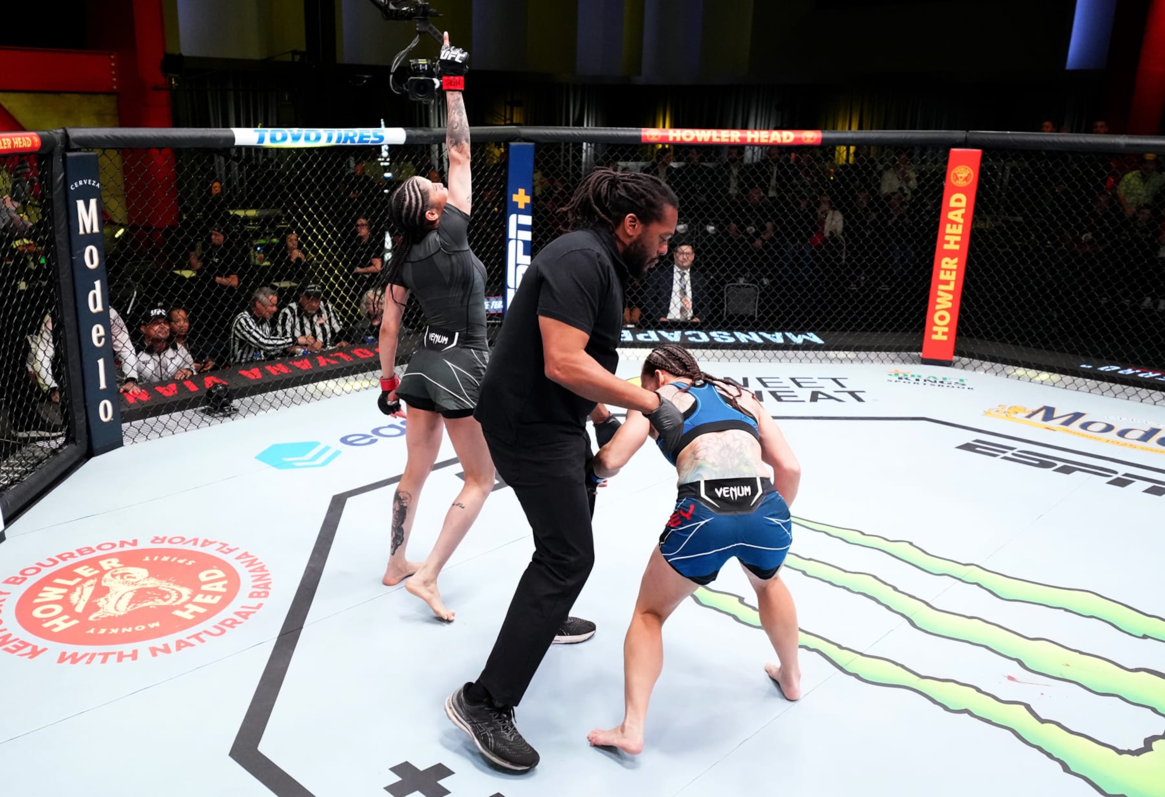 Polyana Viana celebrates a first-round TKO win over Jihn Yu Frey. 