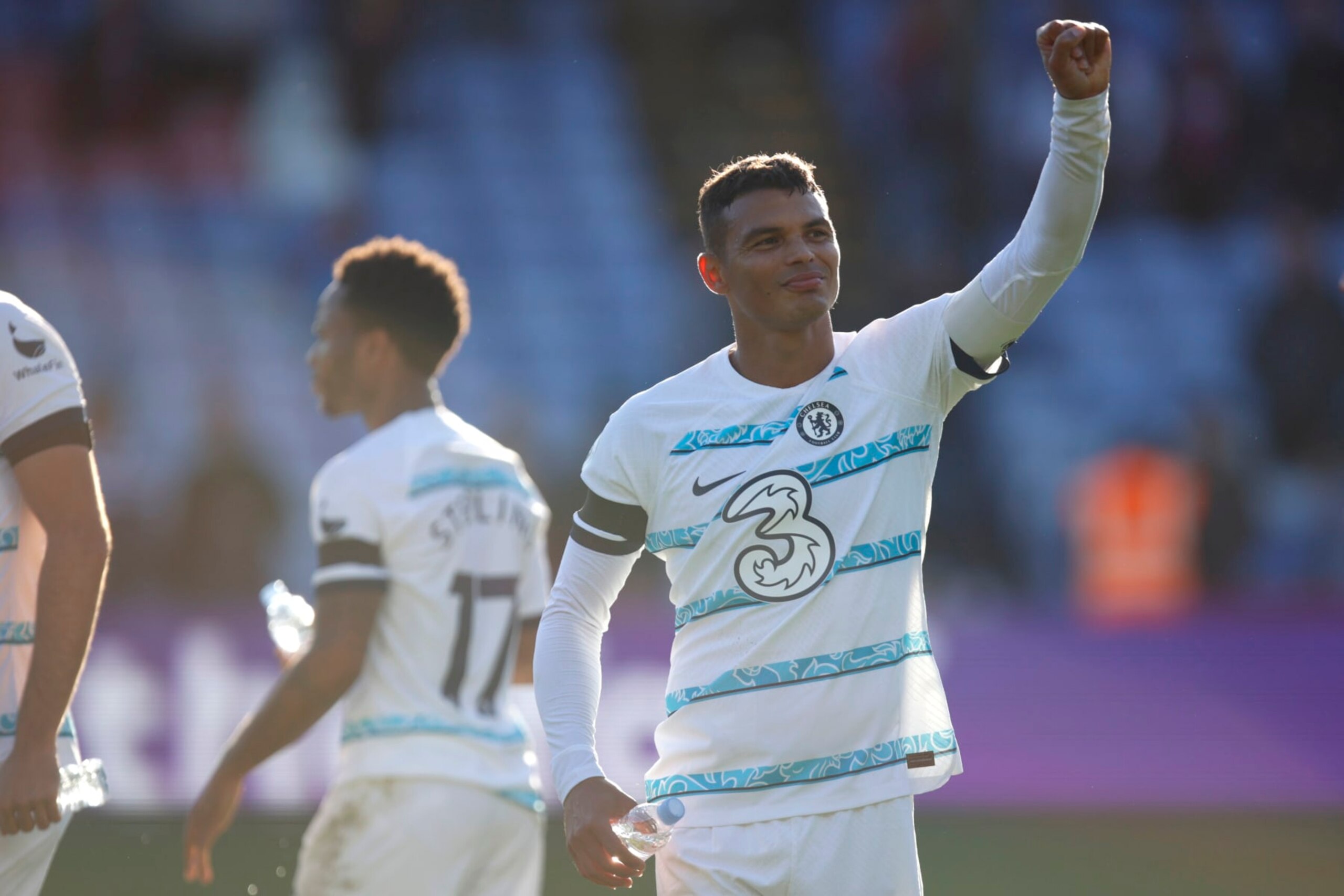 Chelsea's Thiago Silva reacts after their win in the English Premier League soccer match against Crystal Palace at Selhurst Park stadium, in London, Saturday, Oct. 1, 2022. (AP Photo/David Cliff)