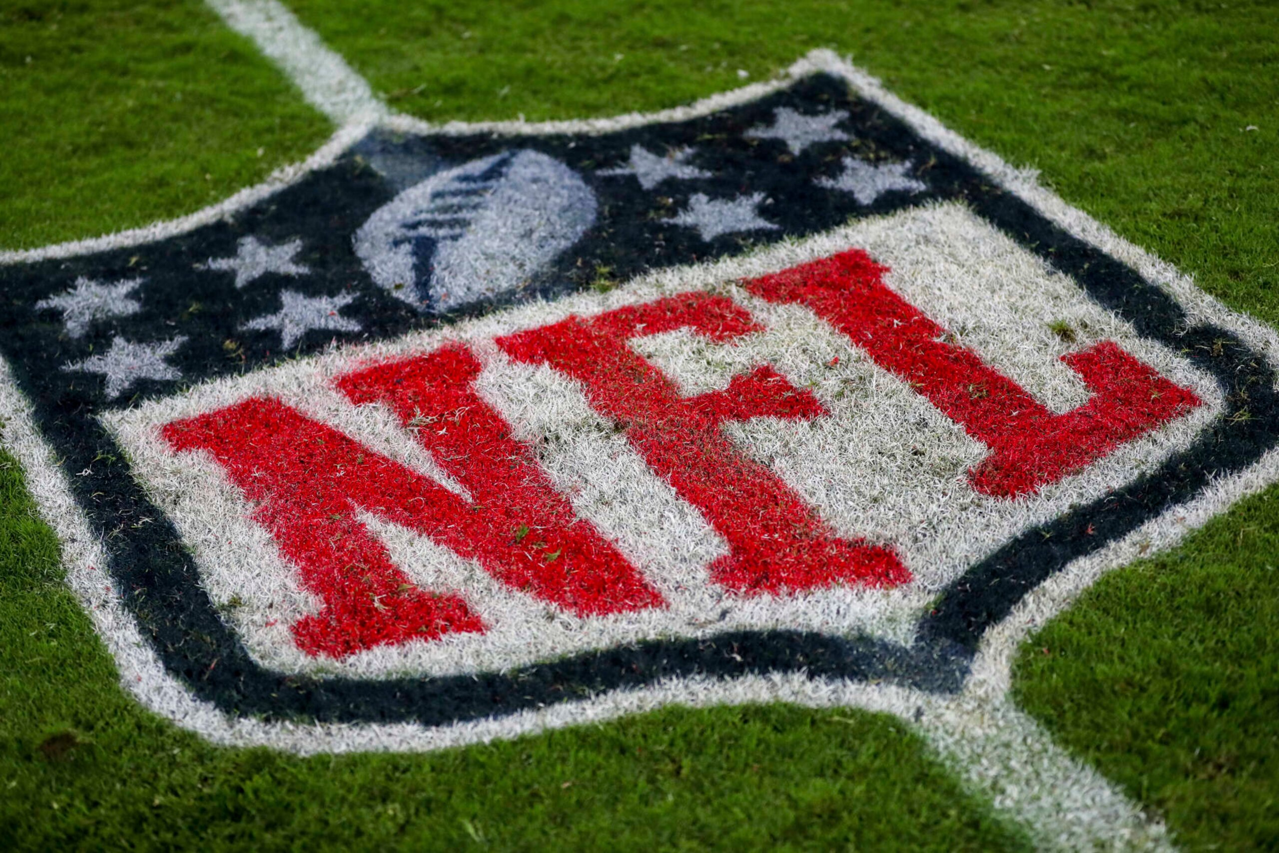 The NFL logo is seen painted on the field during a NFL football game between the Baltimore Ravens and Tampa Bay Buccaneers,Thursday, Oct. 27, 2022 in Tampa, Fla. (AP Photo/Alex Menendez) The NFL logo is seen painted on the field during a NFL football game between the Baltimore Ravens and Tampa Bay Buccaneers,Thursday, Oct. 27, 2022 in Tampa, Fla. (AP Photo/Alex Menendez)