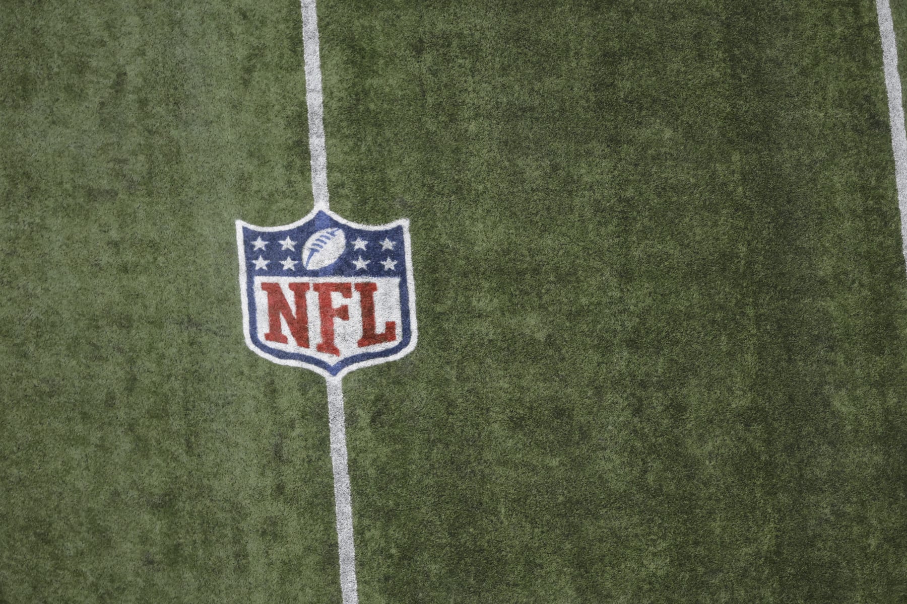 Aerial view of NFL logo during the second half of an NFL football game between the San Francisco 49ers and Atlanta Falcons , Sunday, Oct. 16, 2022, in Atlanta. (AP Photo/Stew Milne)